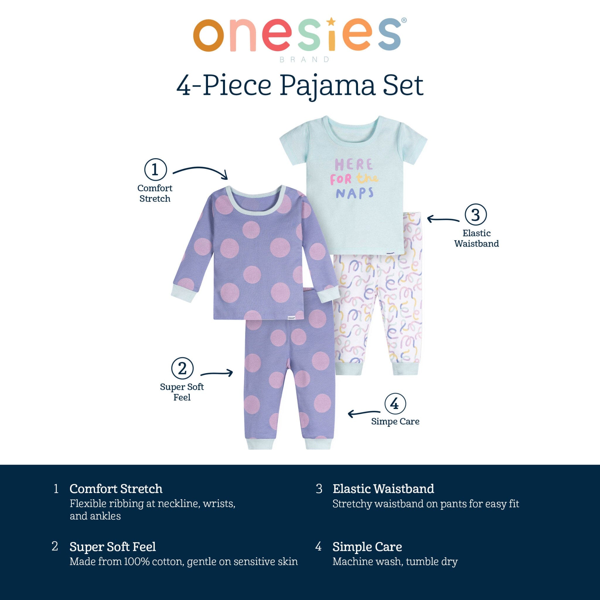 4-Piece Baby Girls Naps Pajamas Sets - Image 6