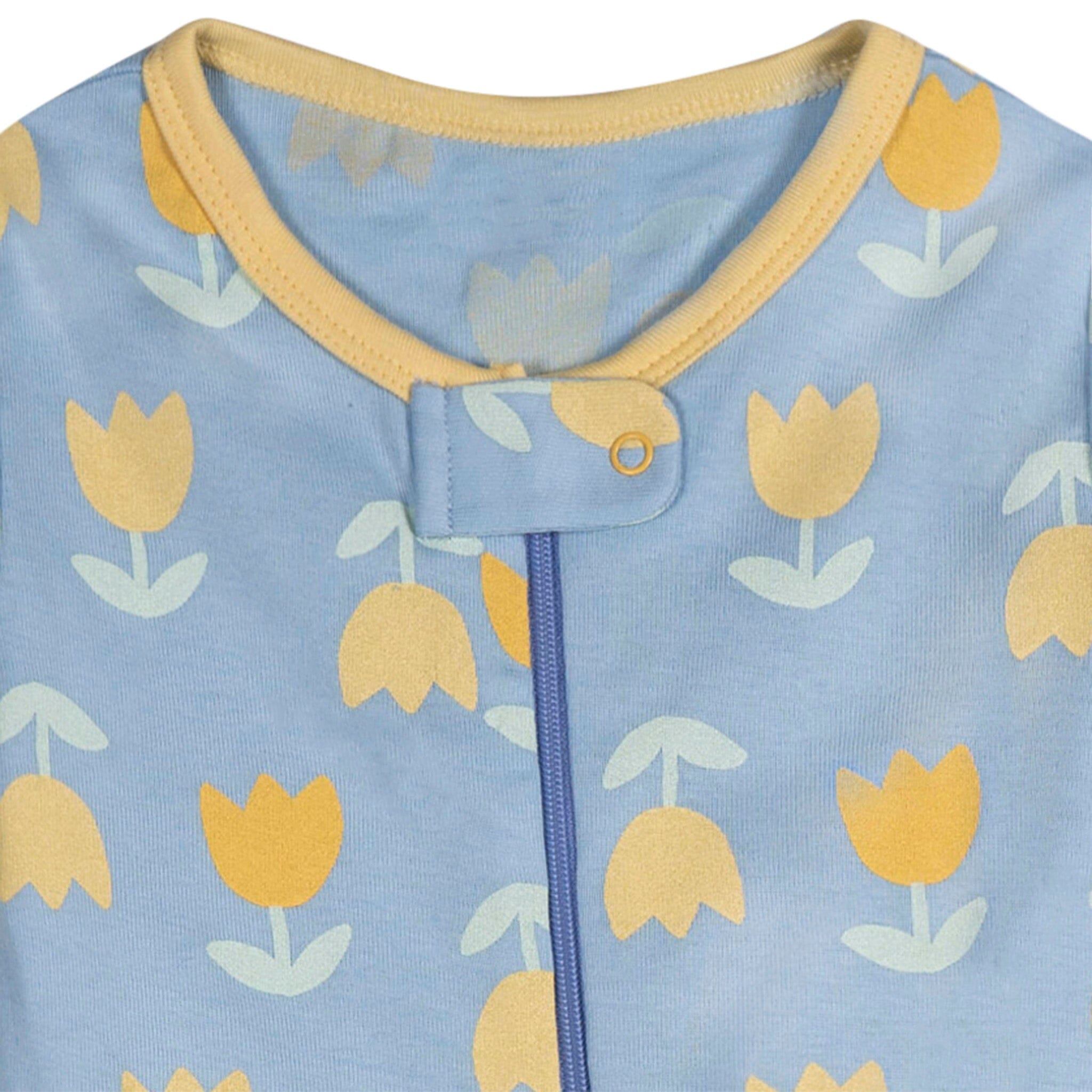 4-Pack Baby Girls Lemons Snug Fit Footed Pajamas - Image 5