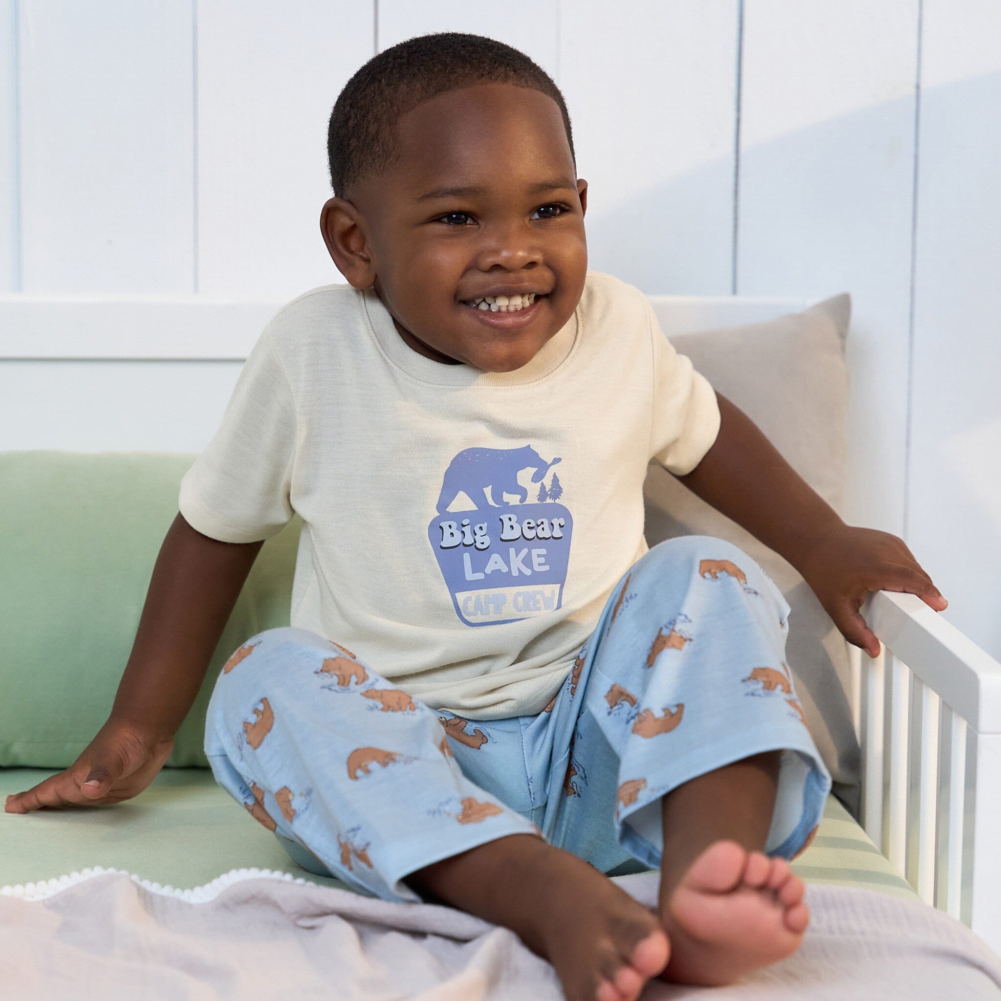 3-Piece Toddler Boys Bear T-Shirt, Shorts & Pants Pajama Set - Image 3