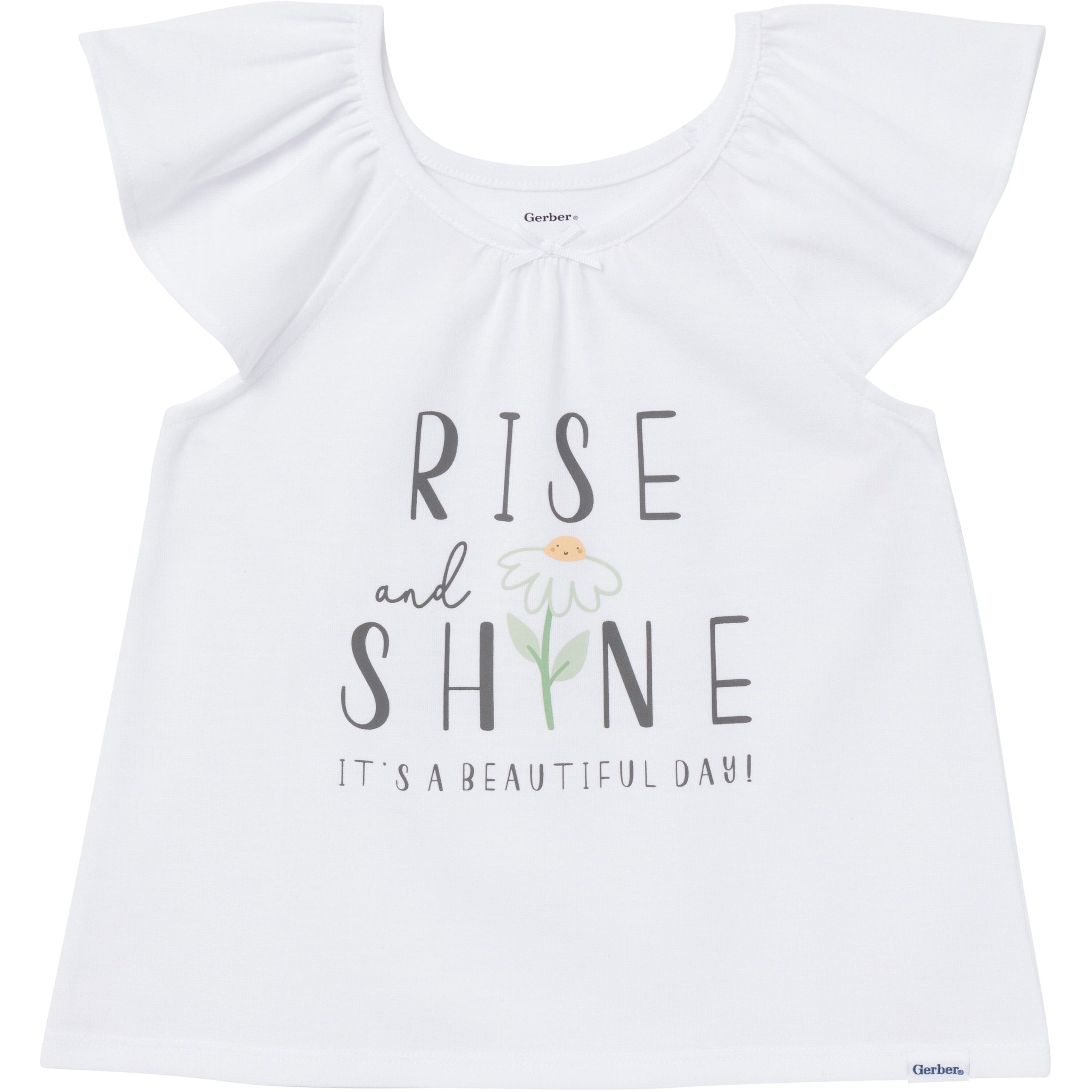 3-Piece Toddler Girls Daisies T-Shirt, Shorts & Pants Pajama Set - Image 2
