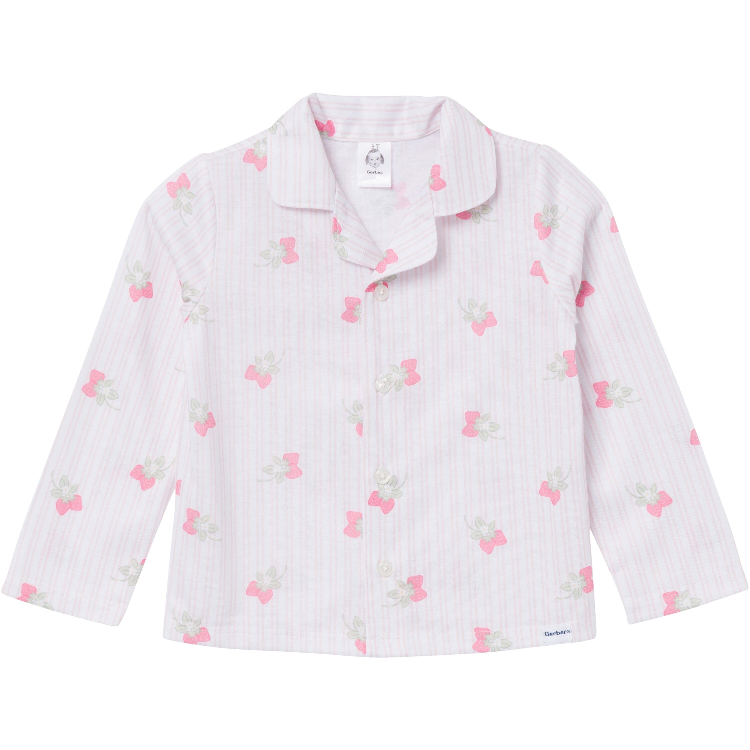 2-Piece Infant & Toddler Girls Berries Button Up Pajama Set - Image 5