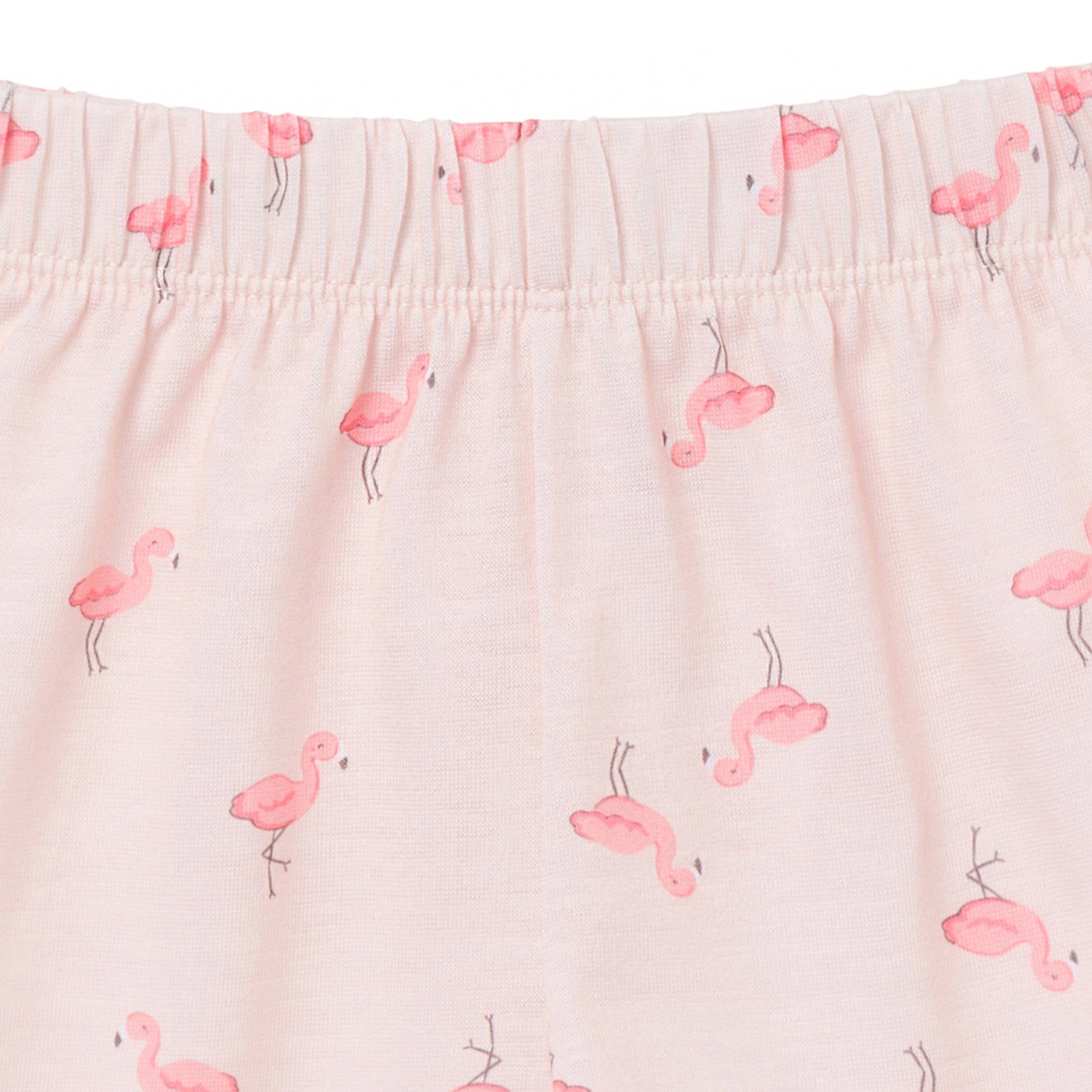 2-Piece Infant & Toddler Girls Flamingoes Button Up Pajama Shorts Set - Image 6