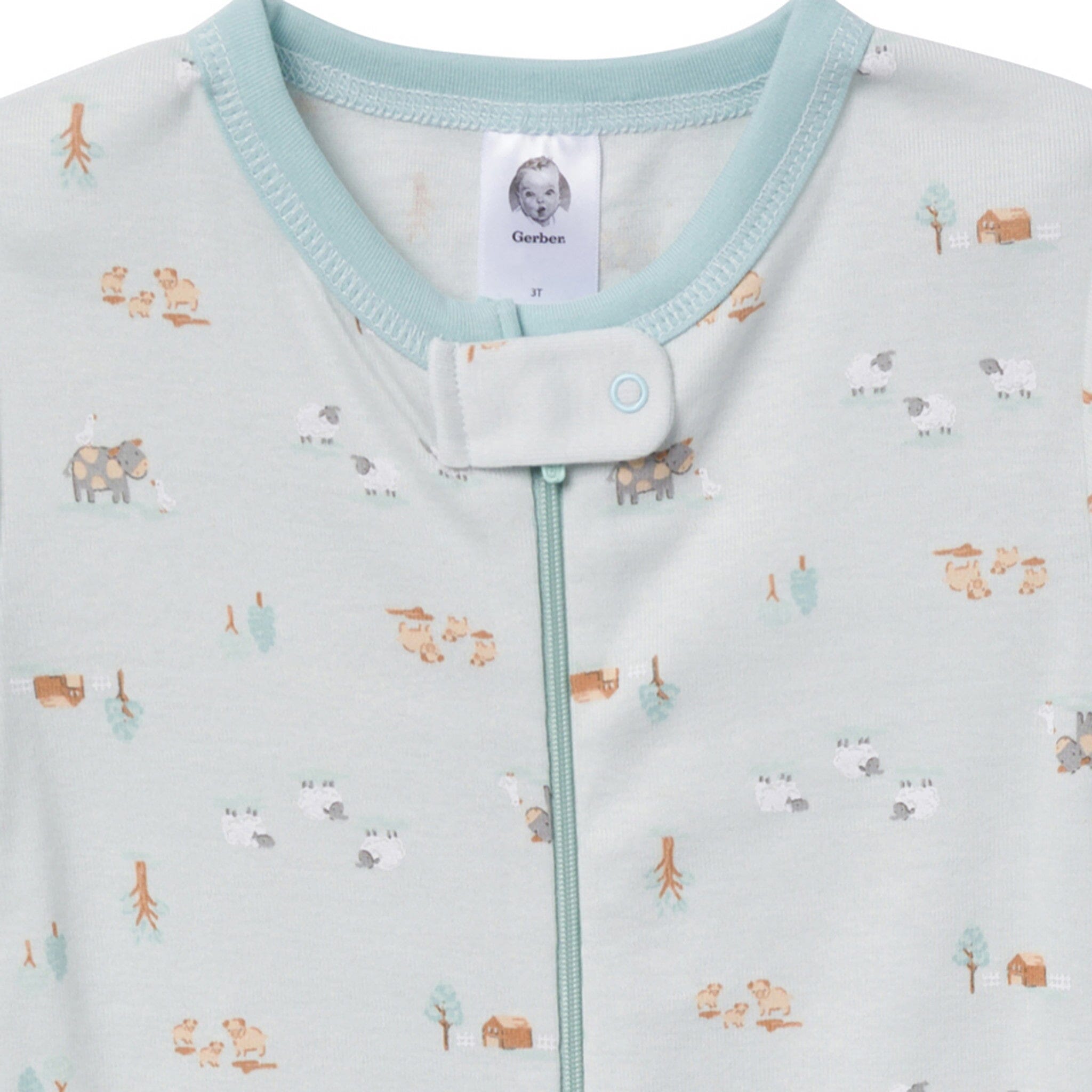 2-Pack Baby & Toddler Neutral Farm Snug Fit Footed Pajamas - Image 3