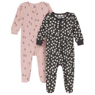 2-Pack Baby Girls Black & Blush Floral Sleep 'N Play