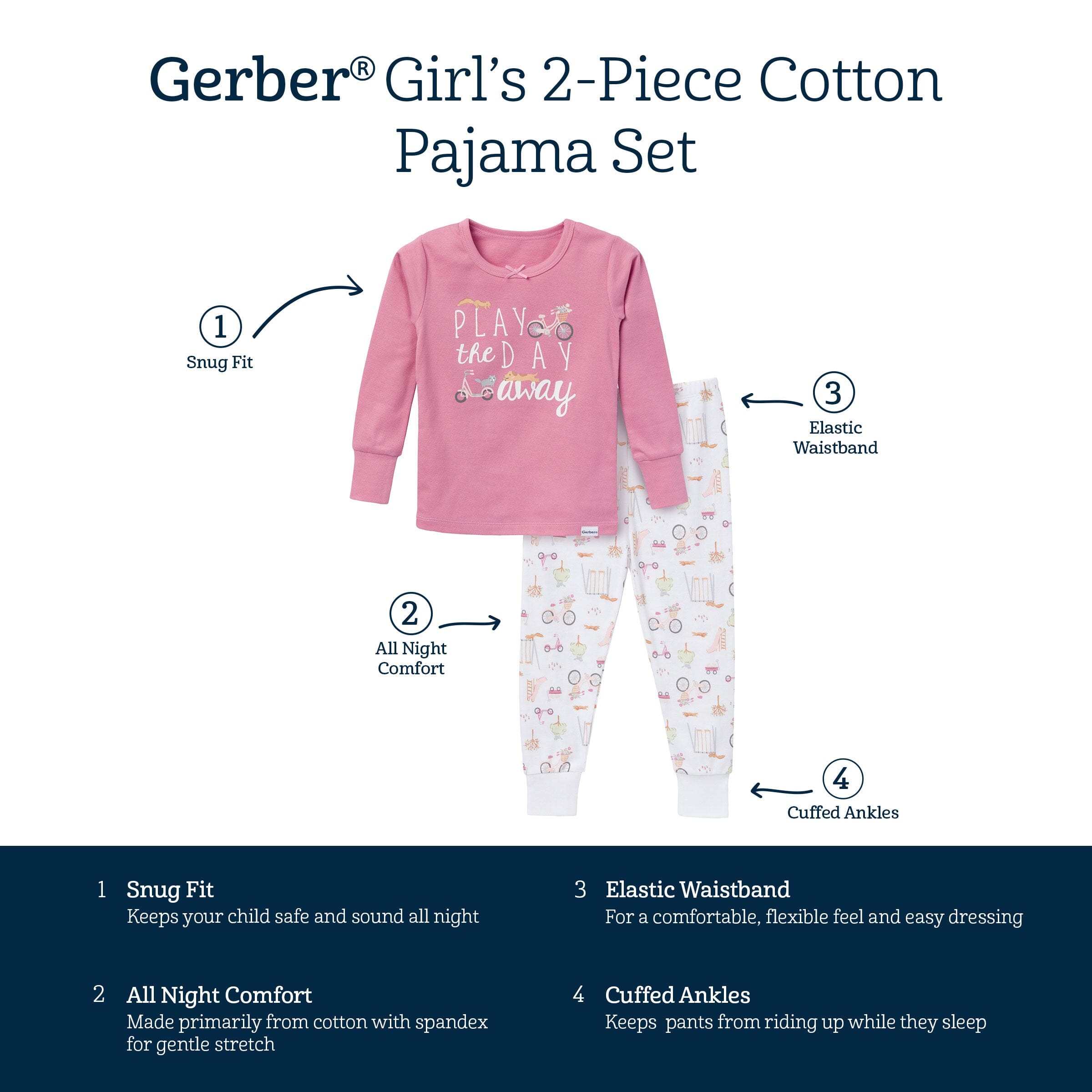 2-Piece Infant & Toddler Girls Playground Long Sleeve Pajama Set - Image 4