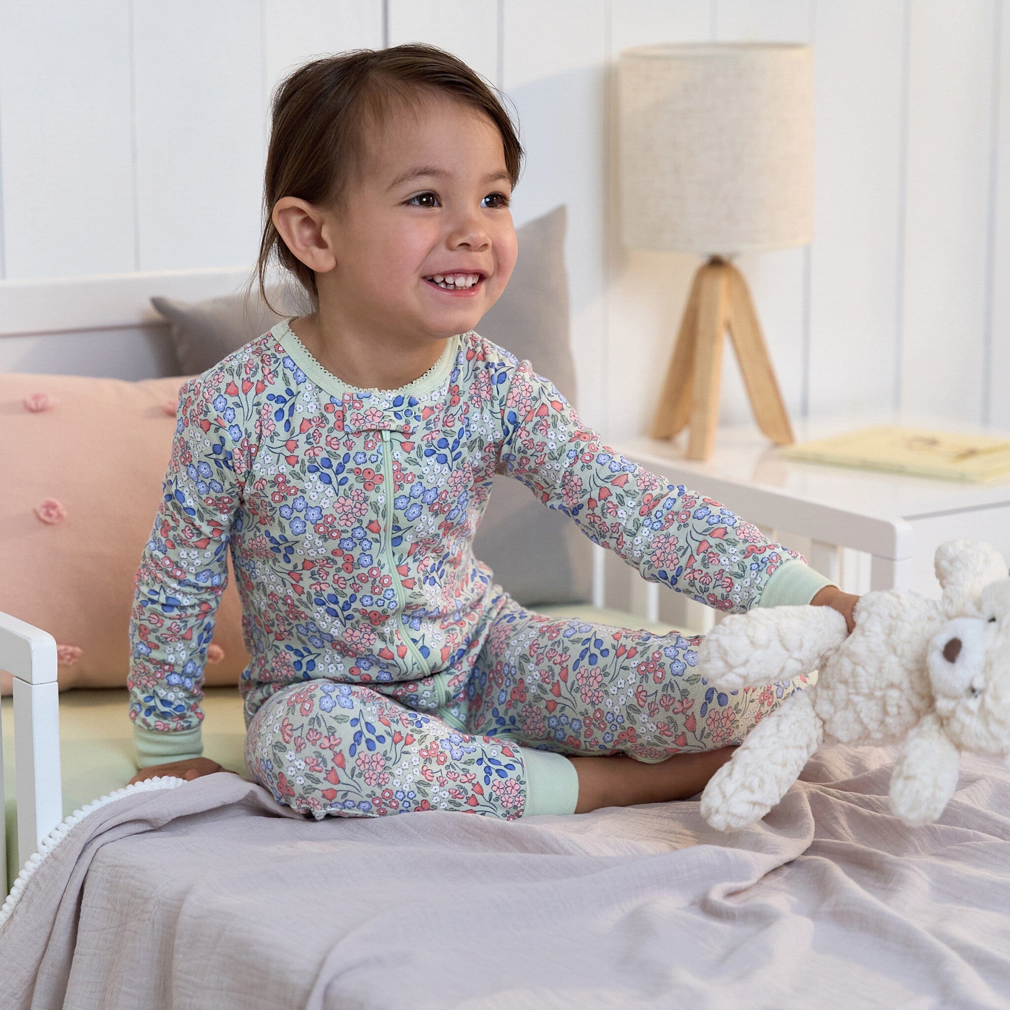 3-Pack Baby & Toddler Girls Ditsy Floral Snug Fit Footless Pajamas - Image 3