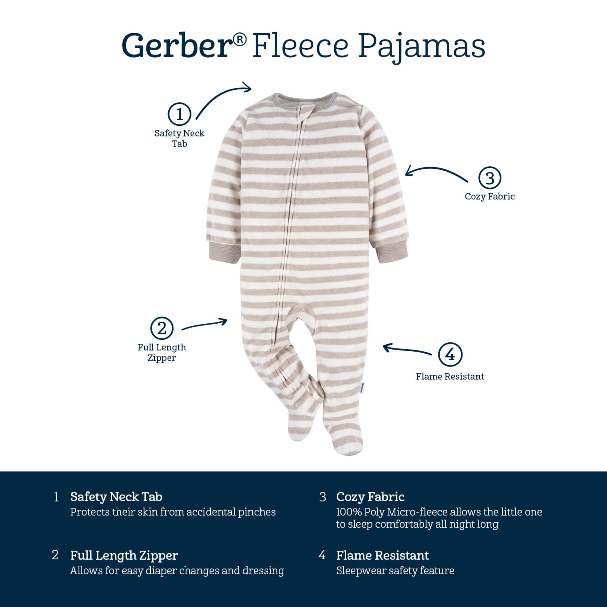 Baby & Toddler Neutral Safari Animals Footed Fleece Pajamas - Image 3