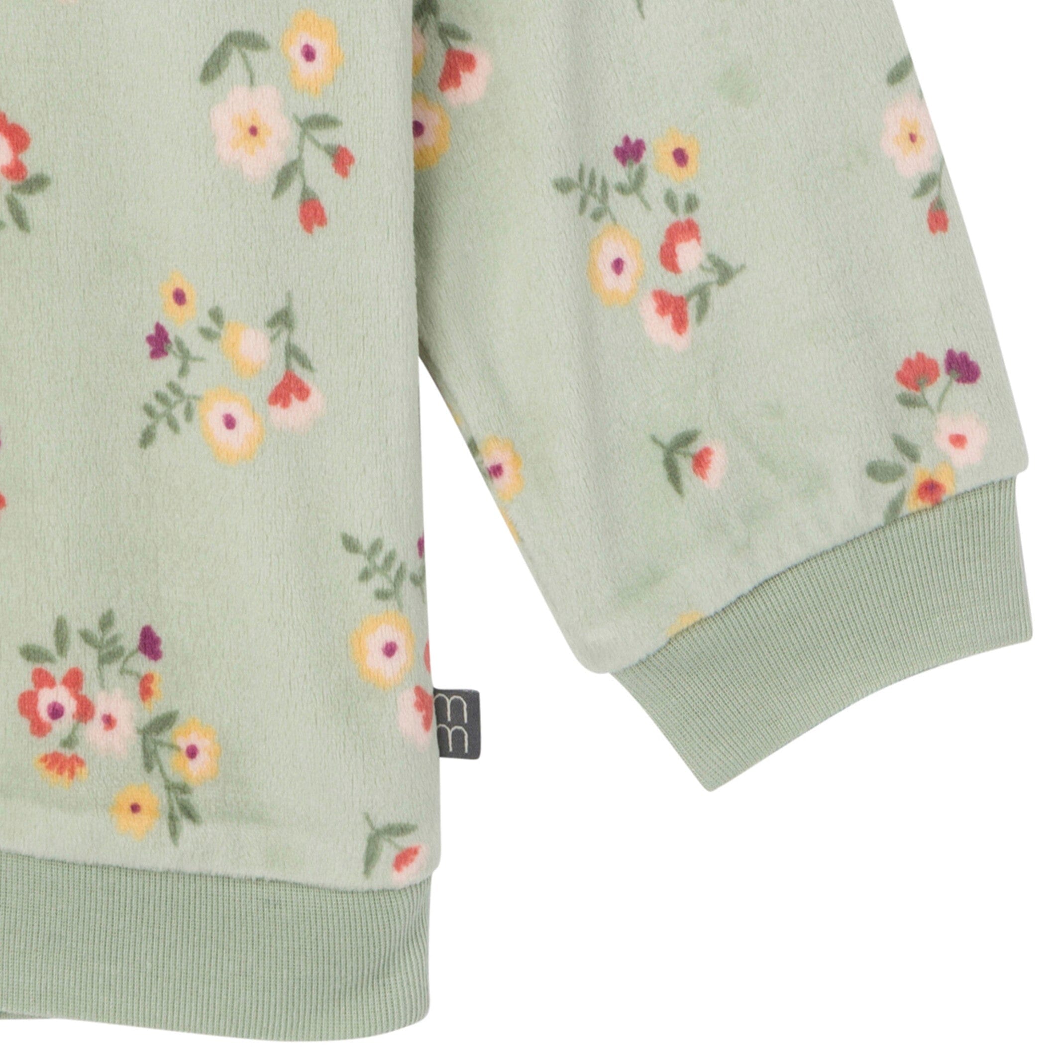 2-Piece Infant & Toddler Girls Green Flower Fleece Pajama Set - Image 4