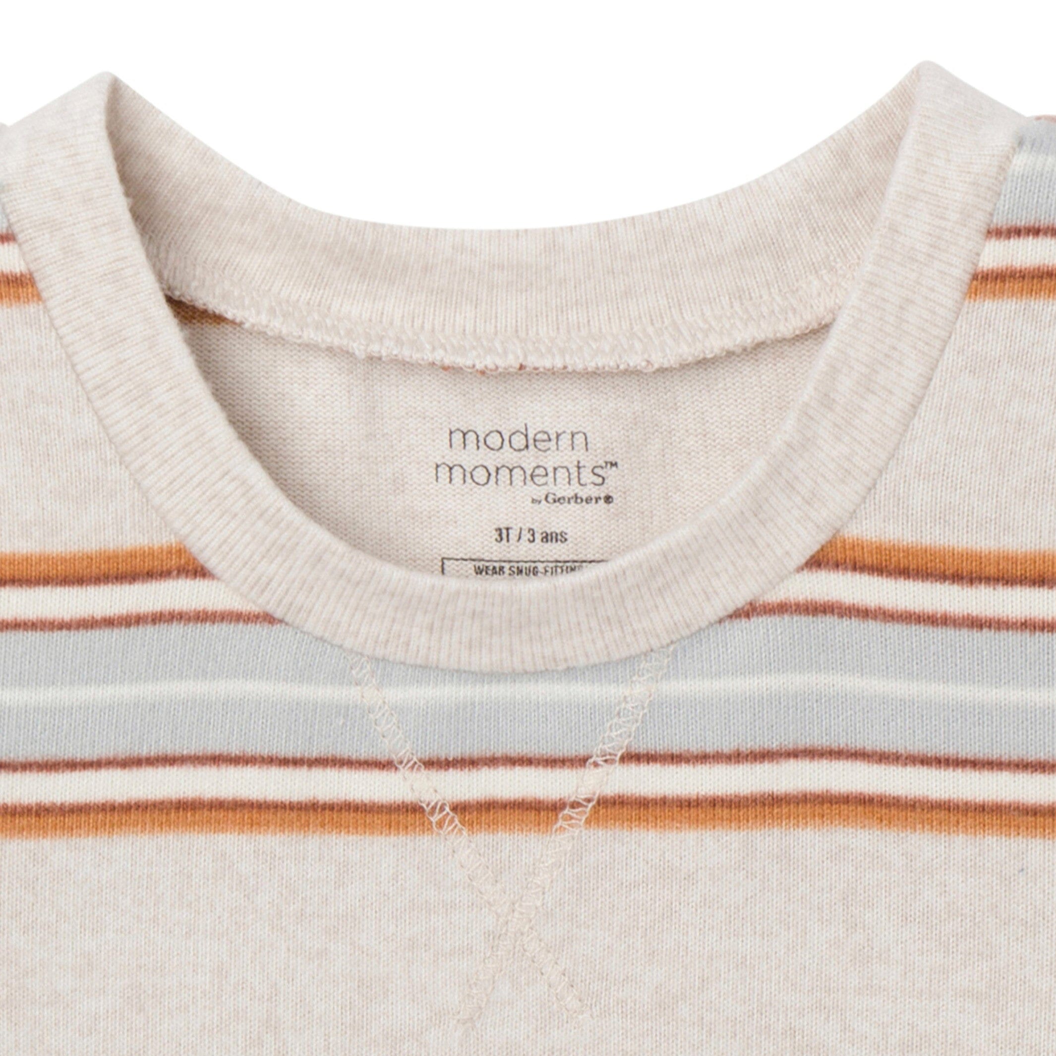 2-Piece Infant & Toddler Neutral Oatmeal Heather Stripe Hacci Pajama Set - Image 3
