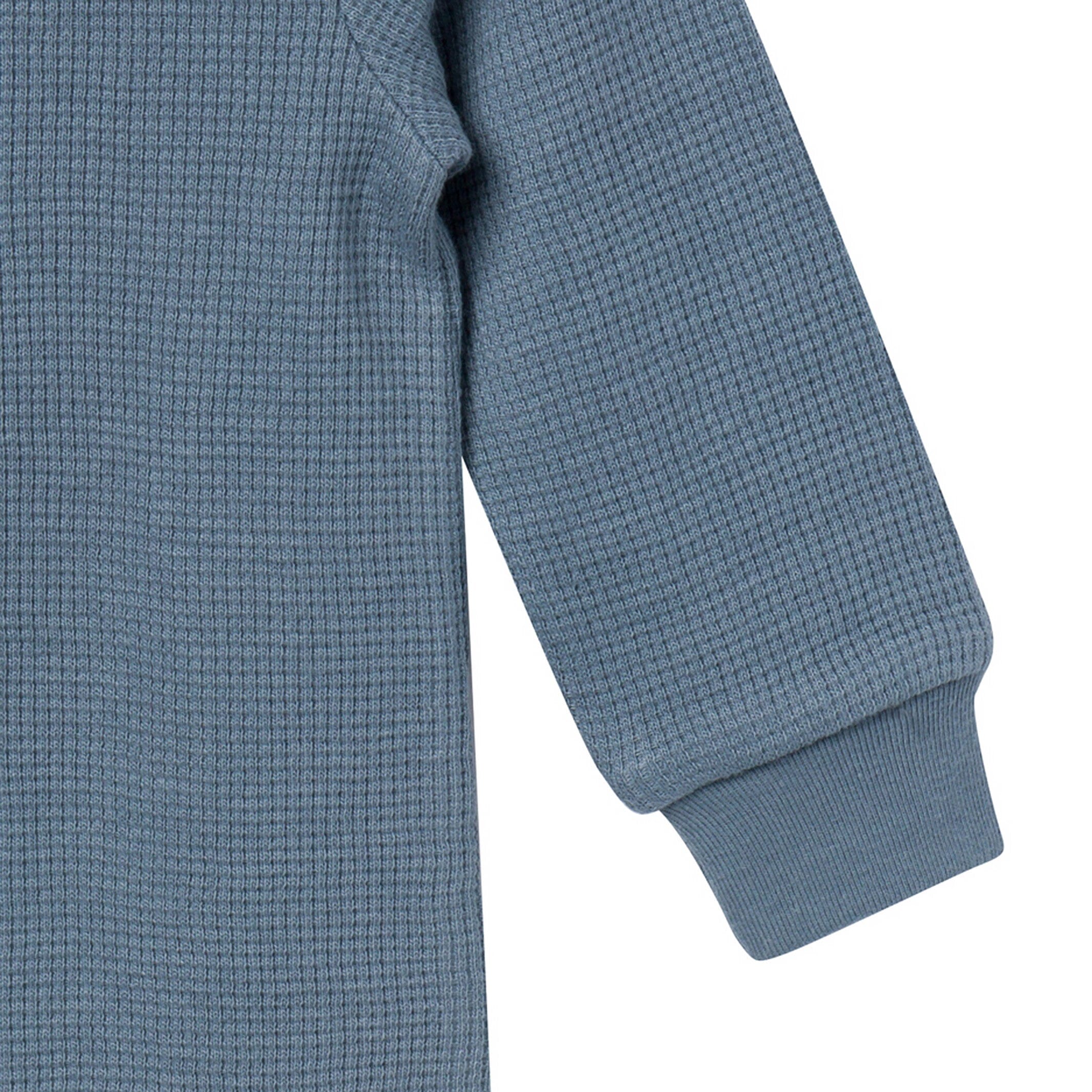 Baby Boys Medium Blue Waffle Slouch Romper - Image 4