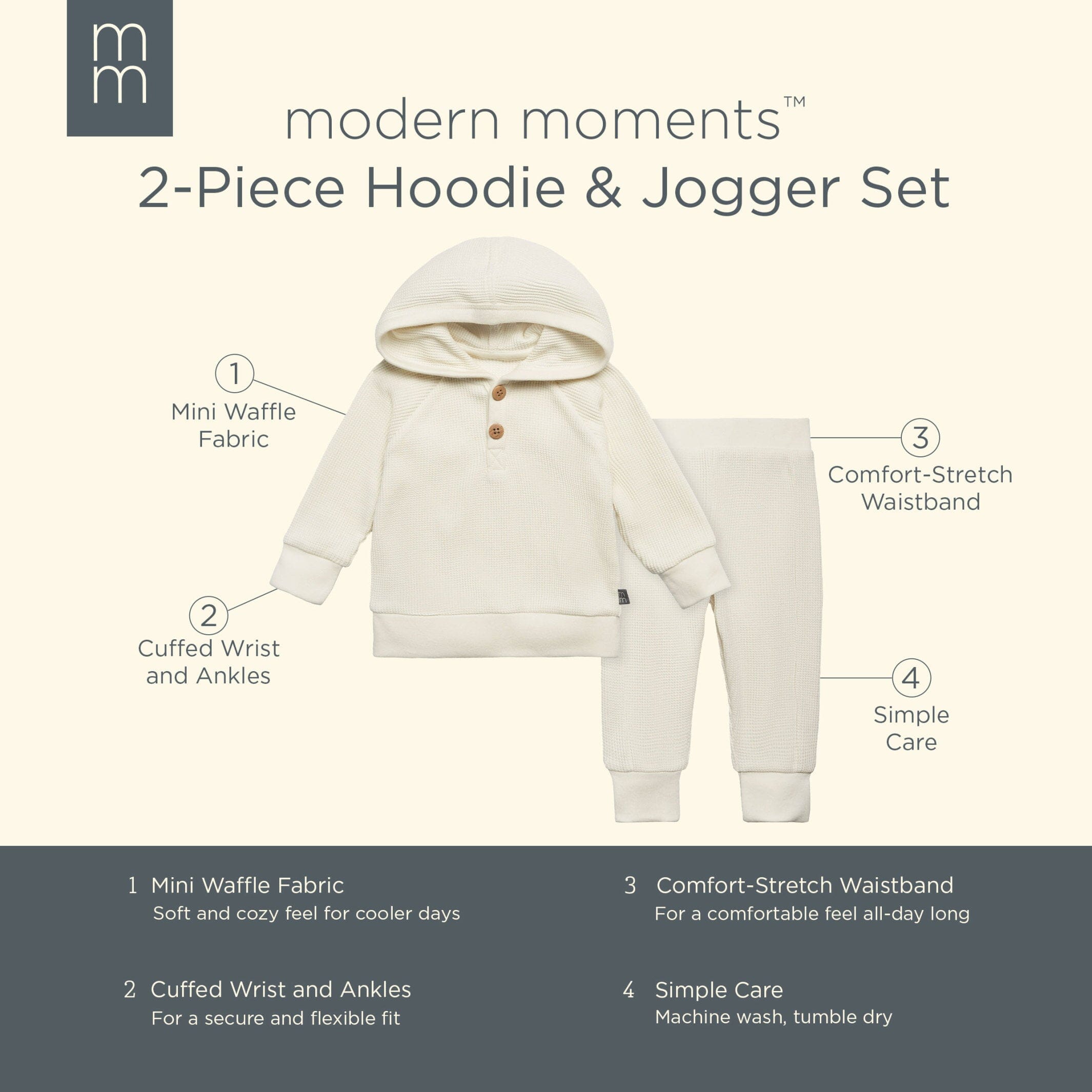 2-Piece Baby Neutral Medium Sky Hoodie and Pant Set - Image 9