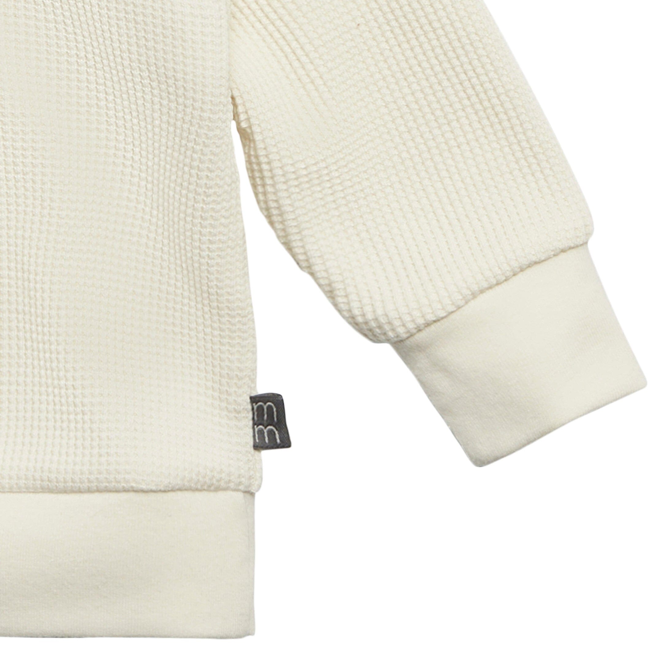 2-Piece Baby Neutral Ivory Waffle Hoodie and Pant Set - Image 4