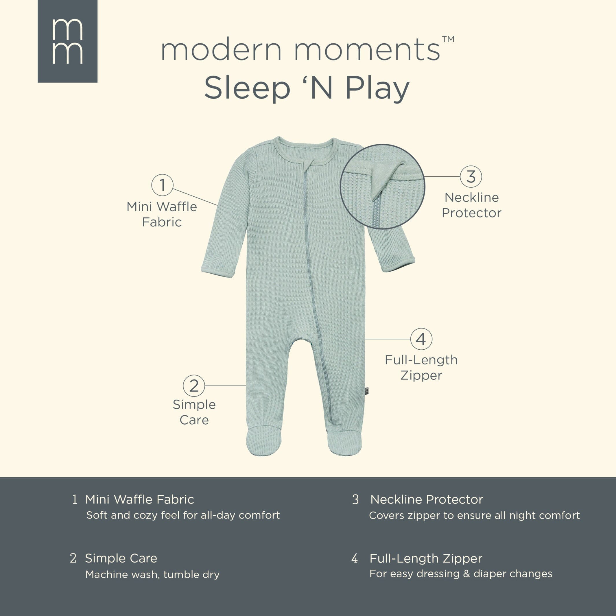 Baby Neutral Medium Sky Waffle Sleep 'N Play - Image 8