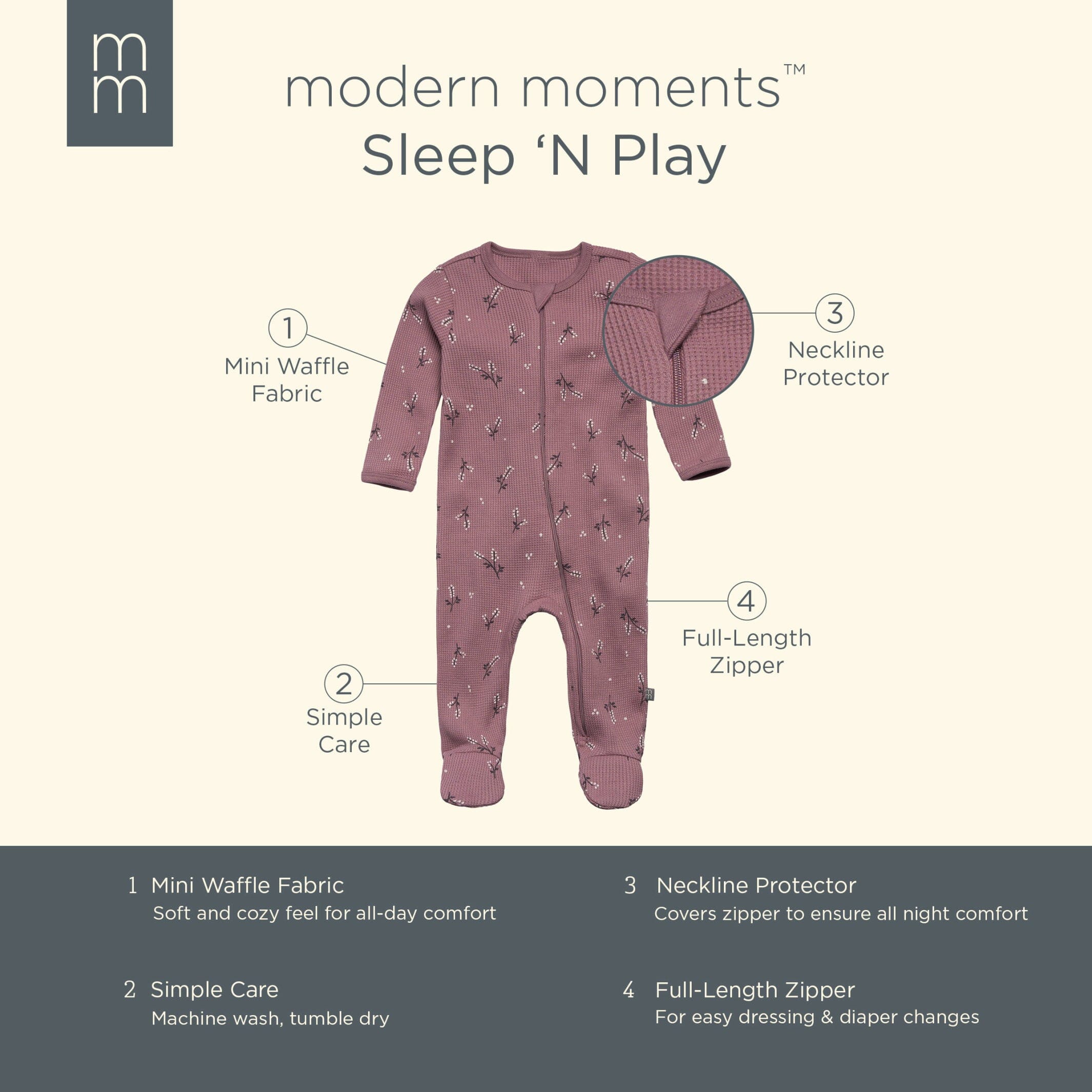 Baby Girls Grape Vines Waffle Sleep 'N Play - Image 7