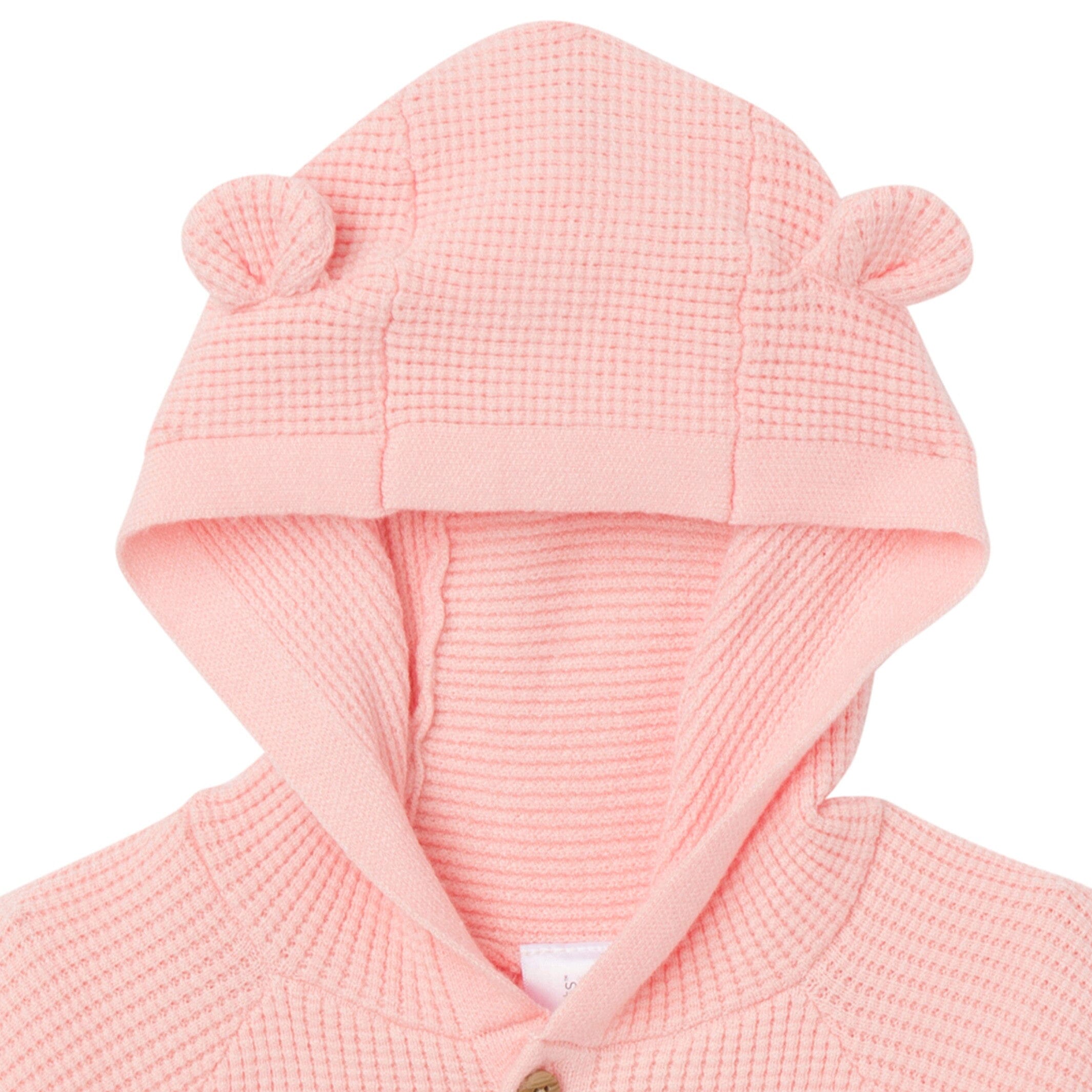 Baby Girls Pink Hooded Viscose Sweater Romper - Image 2