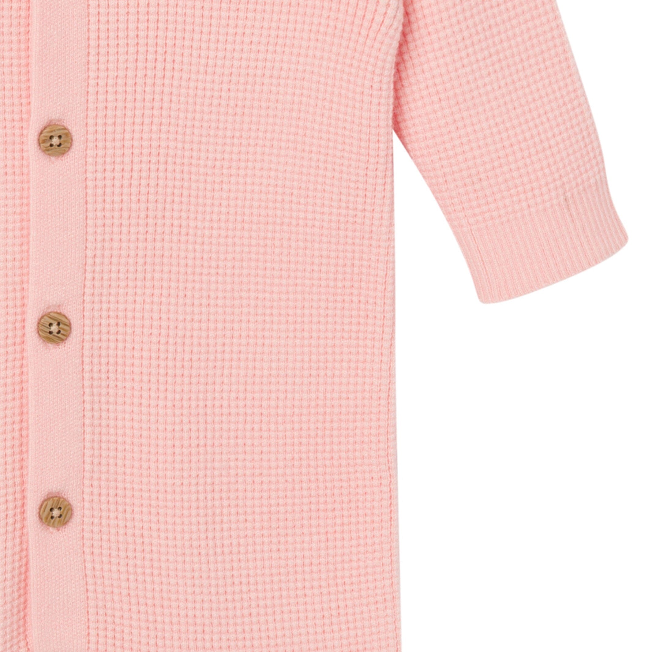Baby Girls Pink Hooded Viscose Sweater Romper - Image 4
