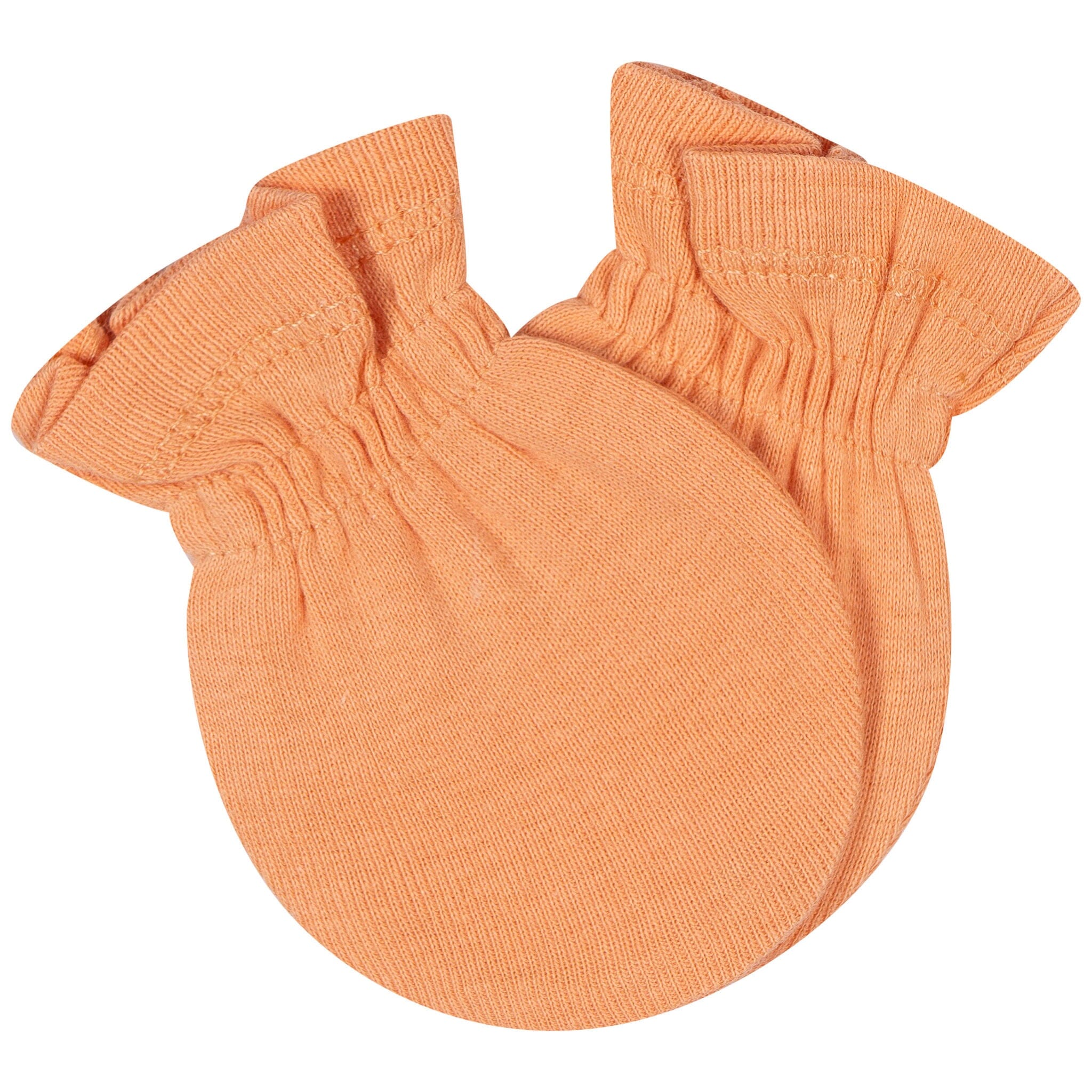 8-Piece Baby Neutral Orange Cap & Mitten Set - Image 4
