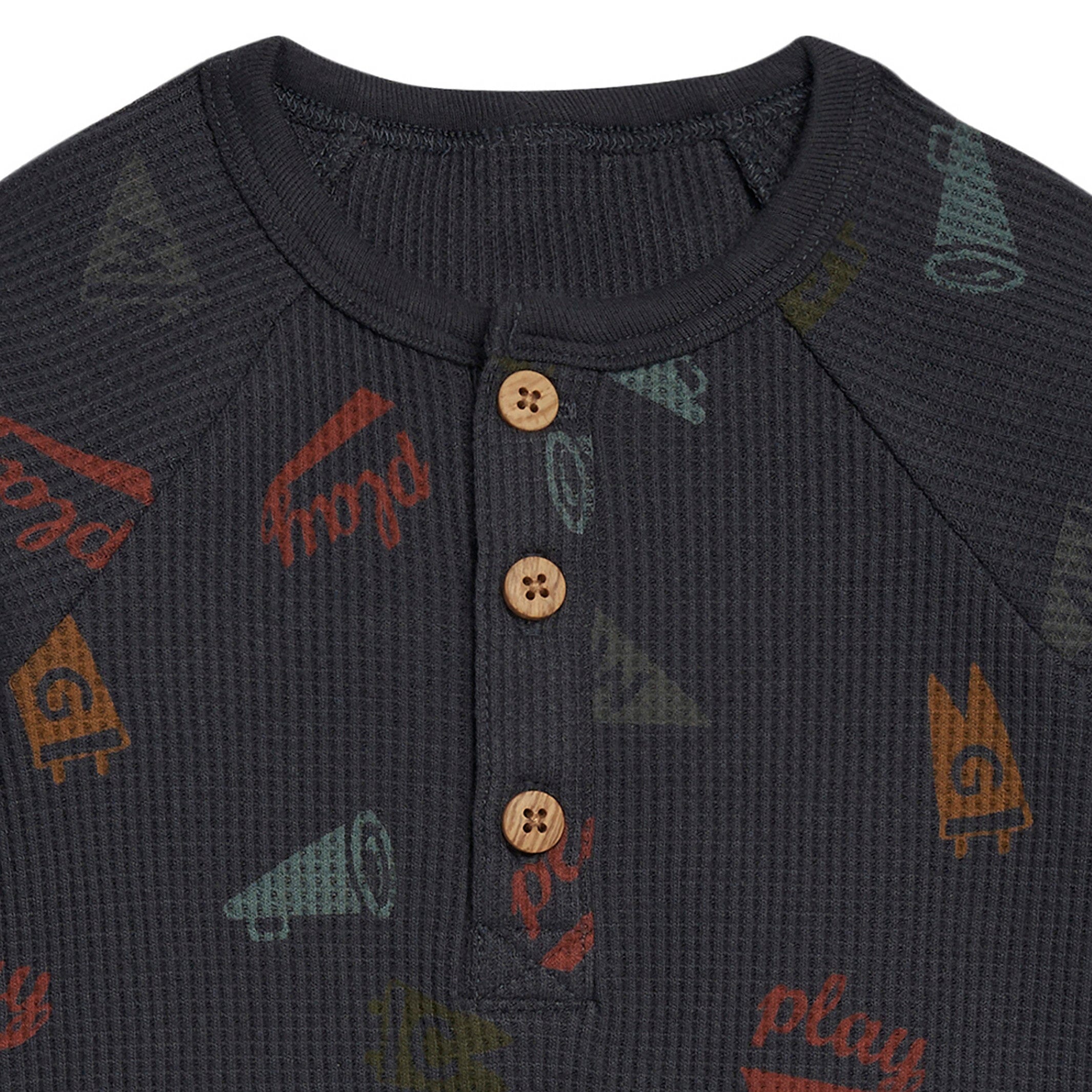 Baby Boys Varsity Waffle Romper - Image 2