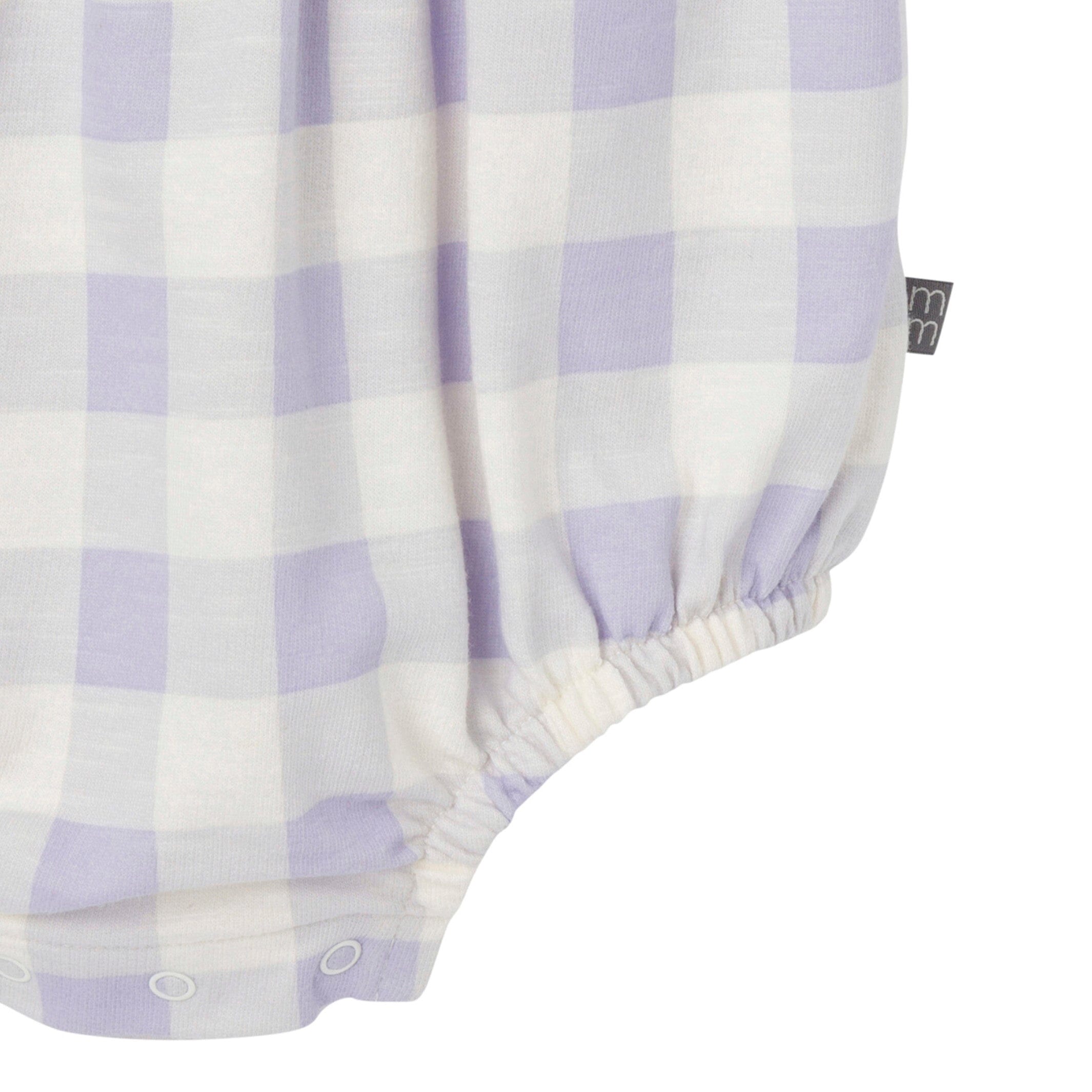 Baby Girls Purple Gingham Romper - Image 4