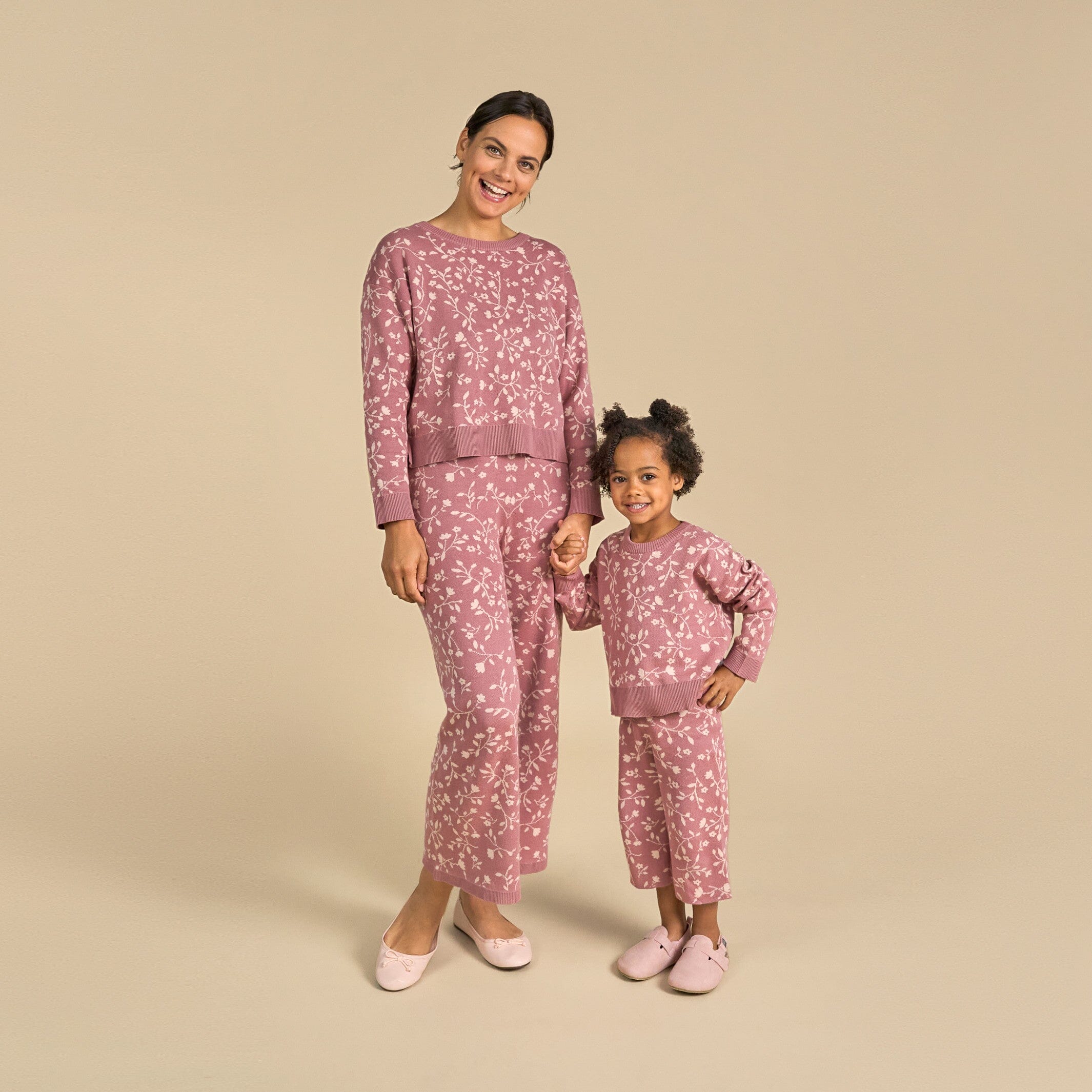 2-Piece Infant & Toddler Girls Dark Rose Branches Jacquard Sweater Set - Image 3
