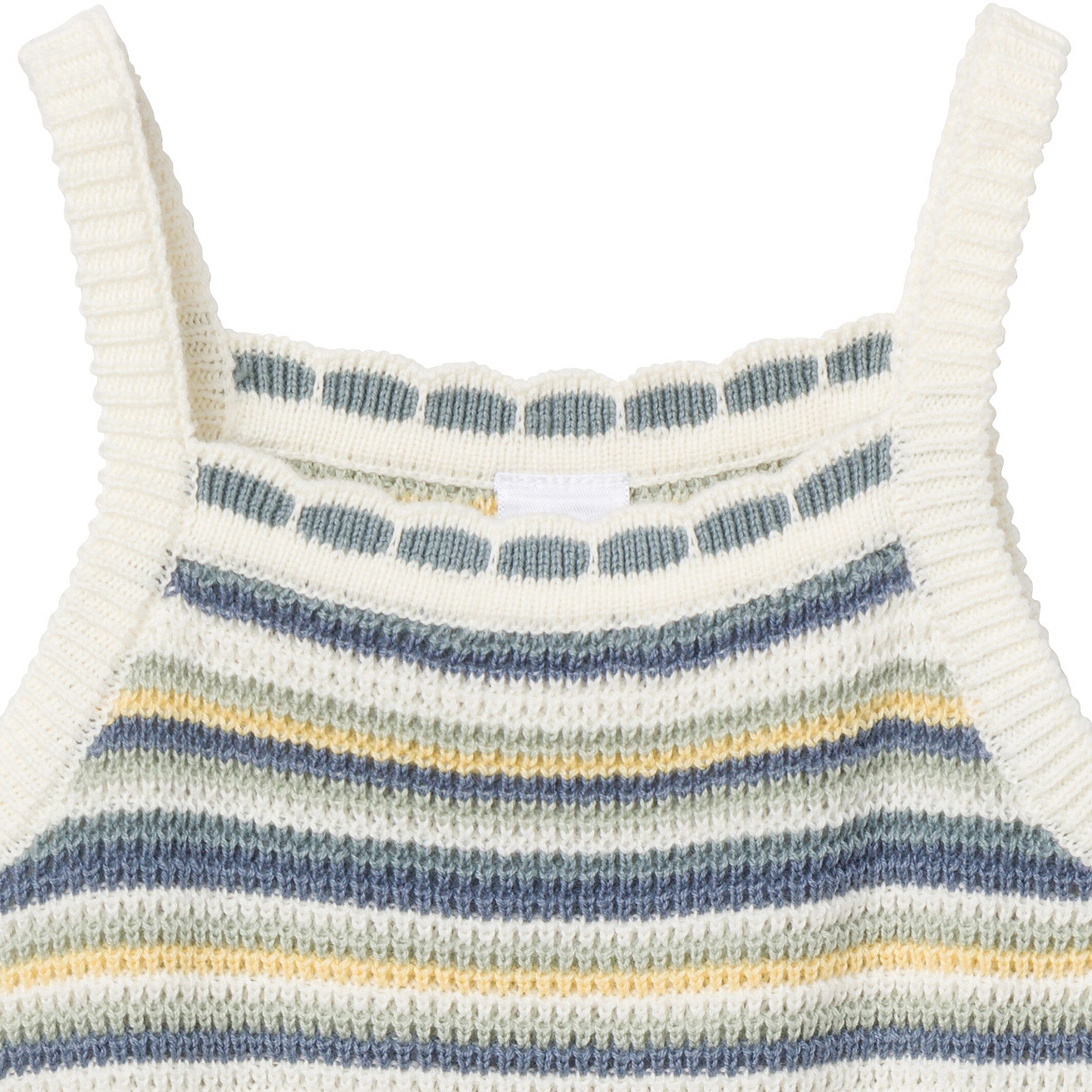 Baby Girls Medium Teal Stripe Crochet Sunsuit Romper - Image 3