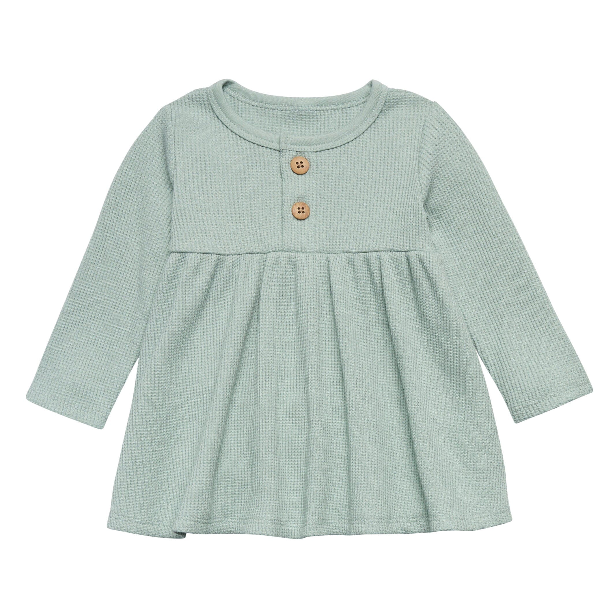 2-Piece Baby Girls Medium Sky Waffle Dress Set - Image 2