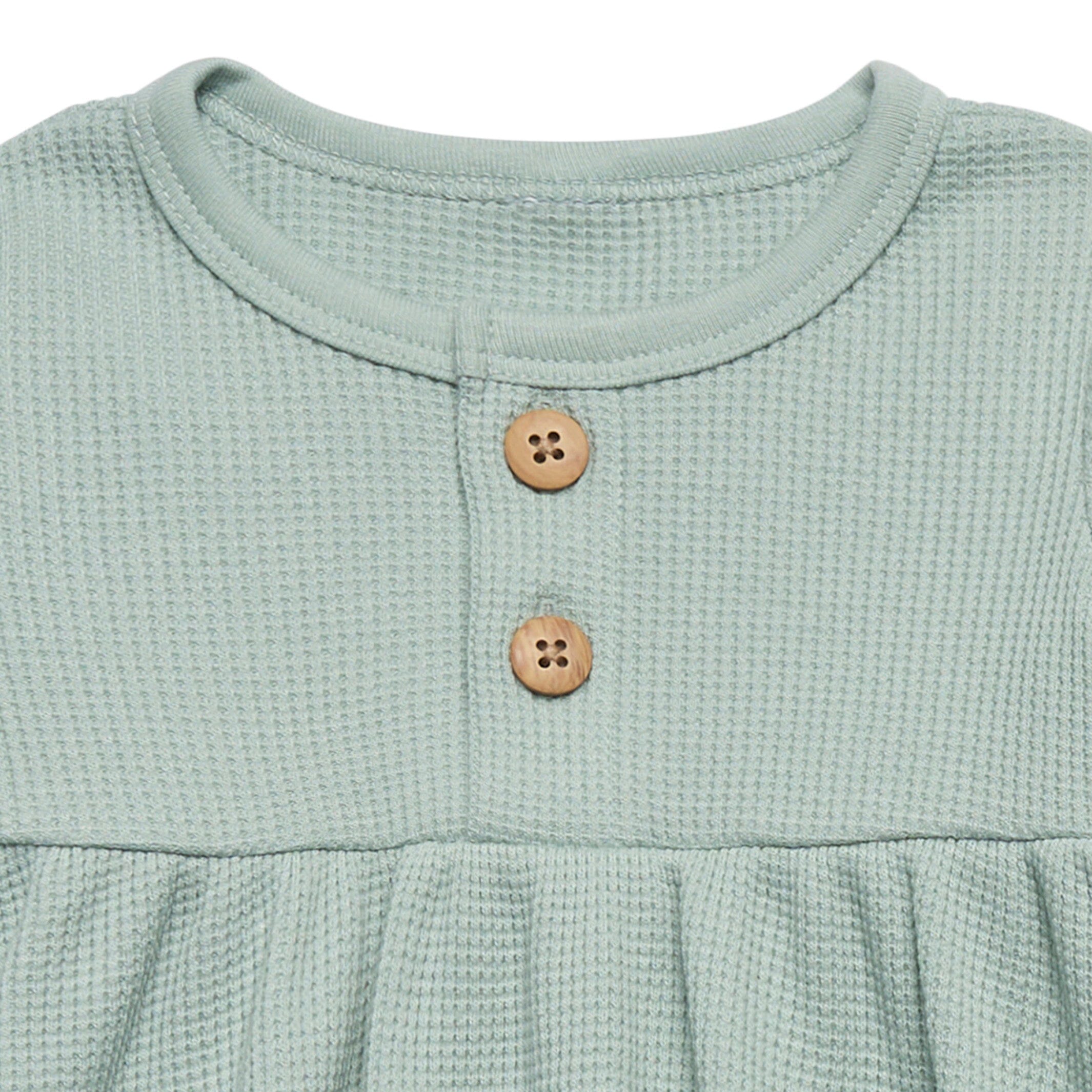 2-Piece Baby Girls Medium Sky Waffle Dress Set - Image 3