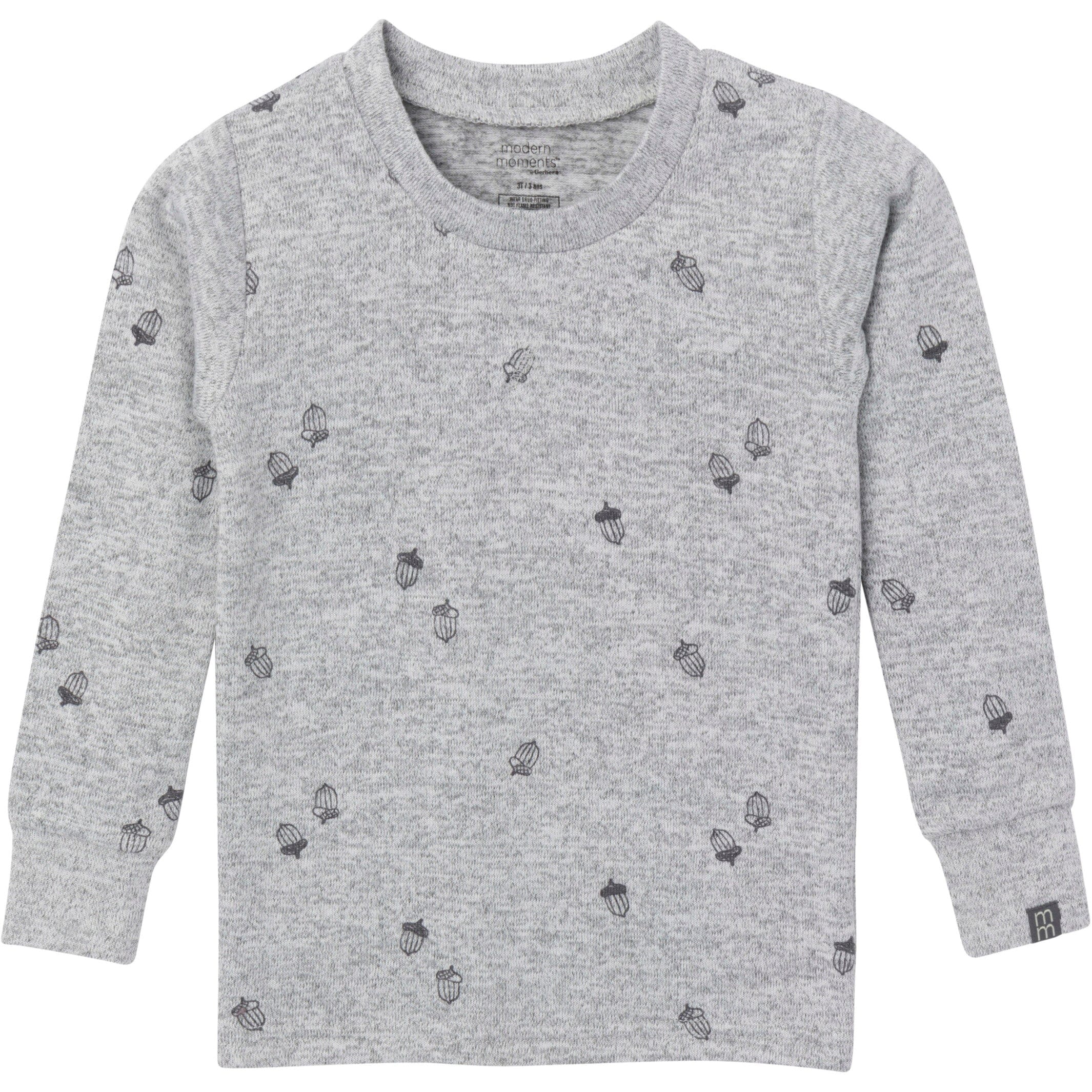 2-Piece Infant & Toddler Neutral Grey Heather Acorn Hacci Pajama Set - Image 2