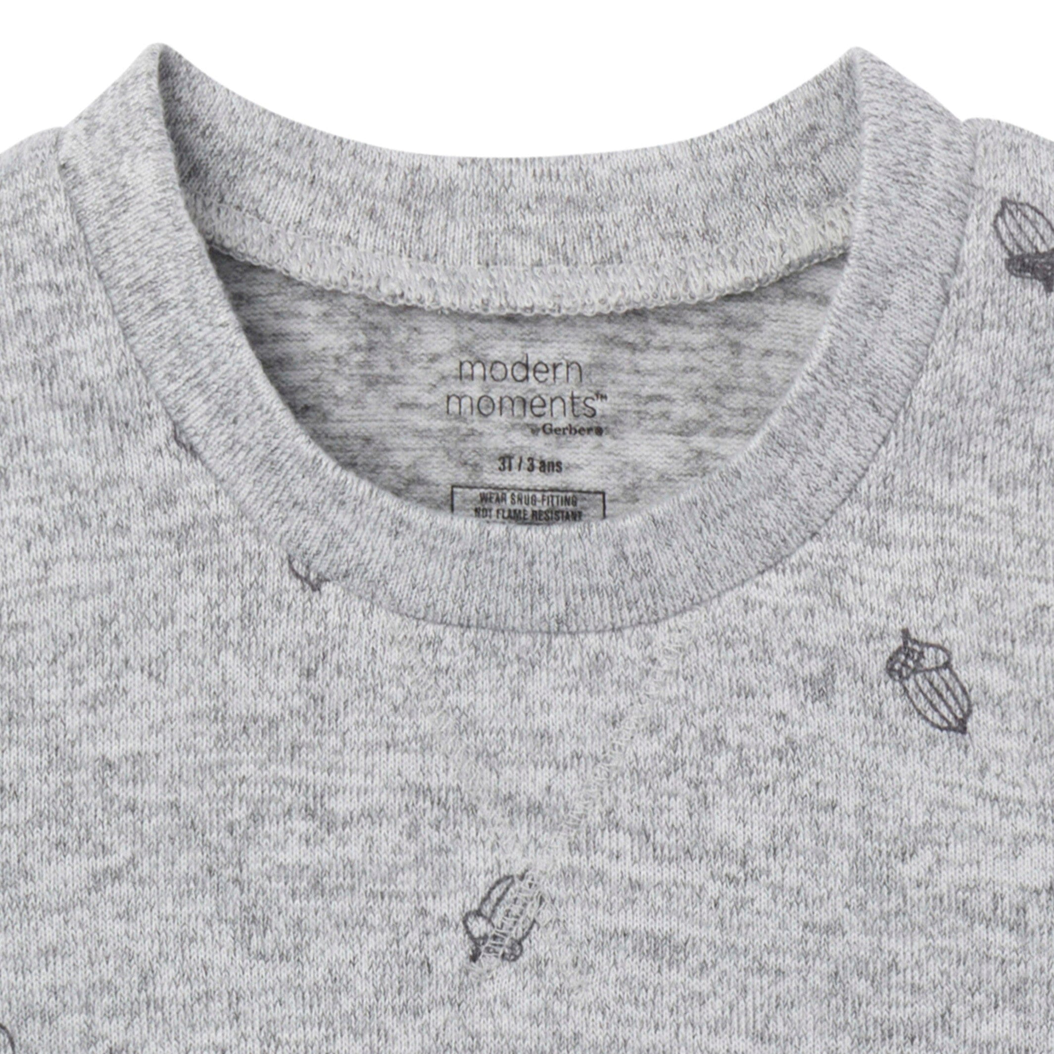 2-Piece Infant & Toddler Neutral Grey Heather Acorn Hacci Pajama Set - Image 3