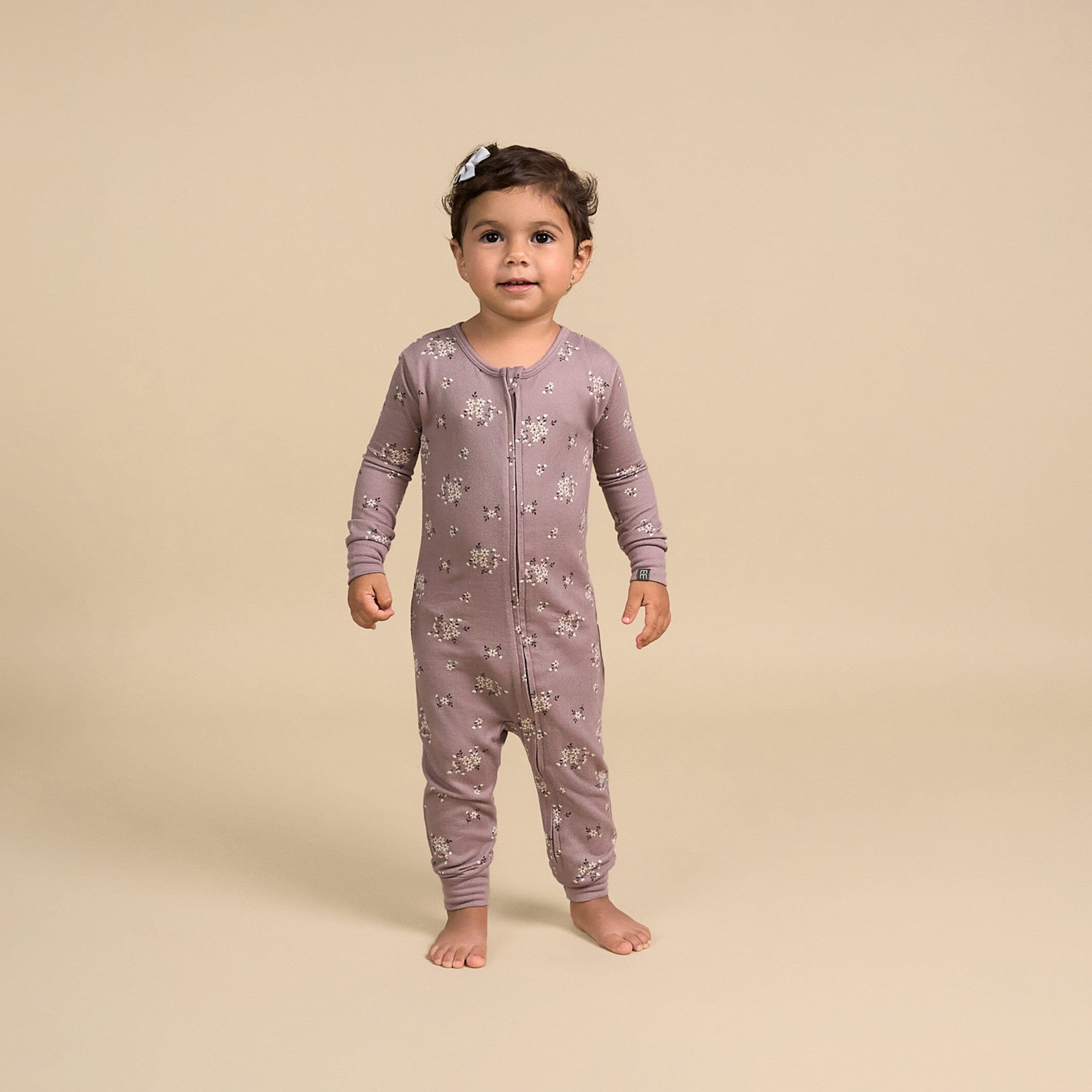 Baby Girls Medium Lilac Posies Hacci Footless Pajamas - Image 2