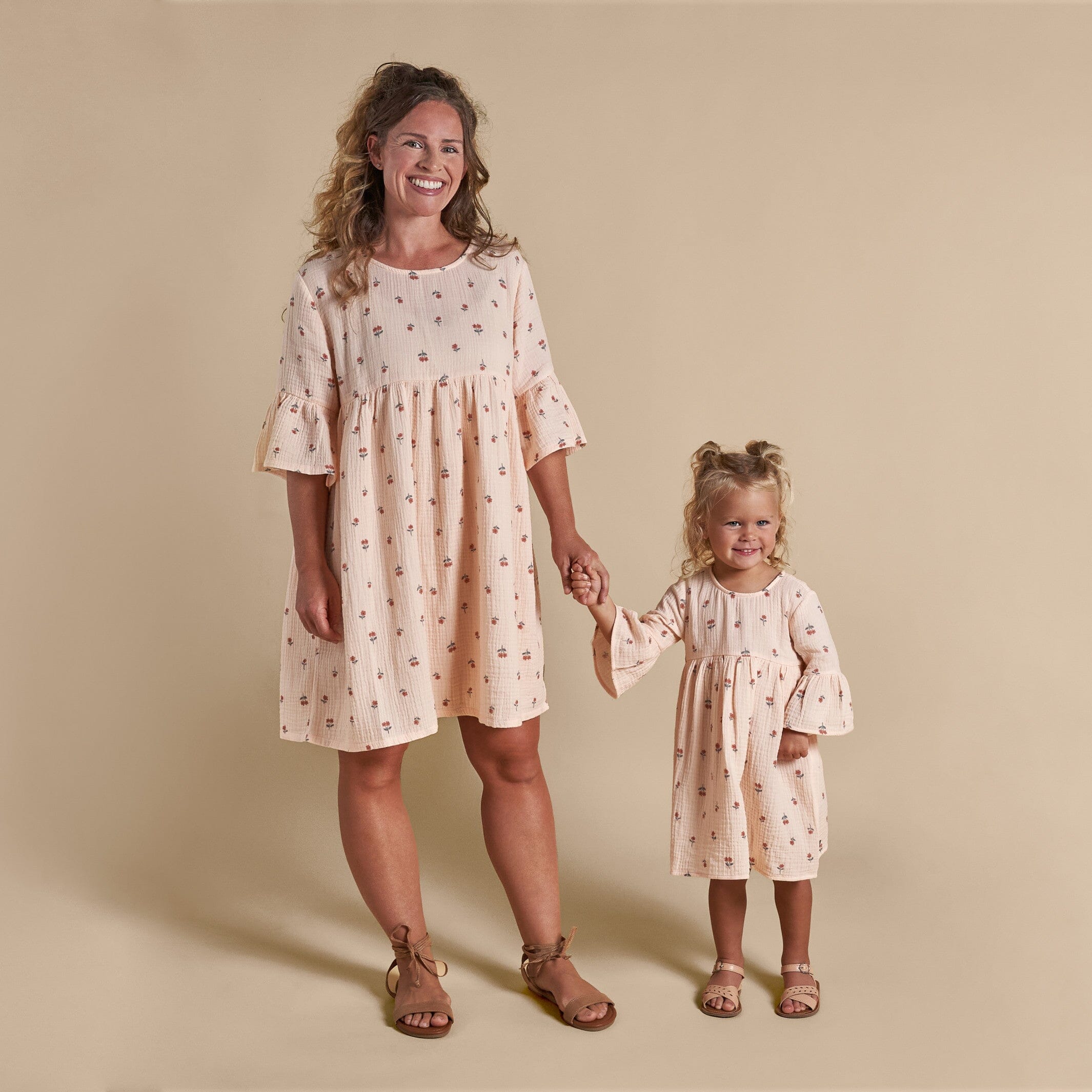 Womens Light Pink Daisies Gauze Dress - Image 2