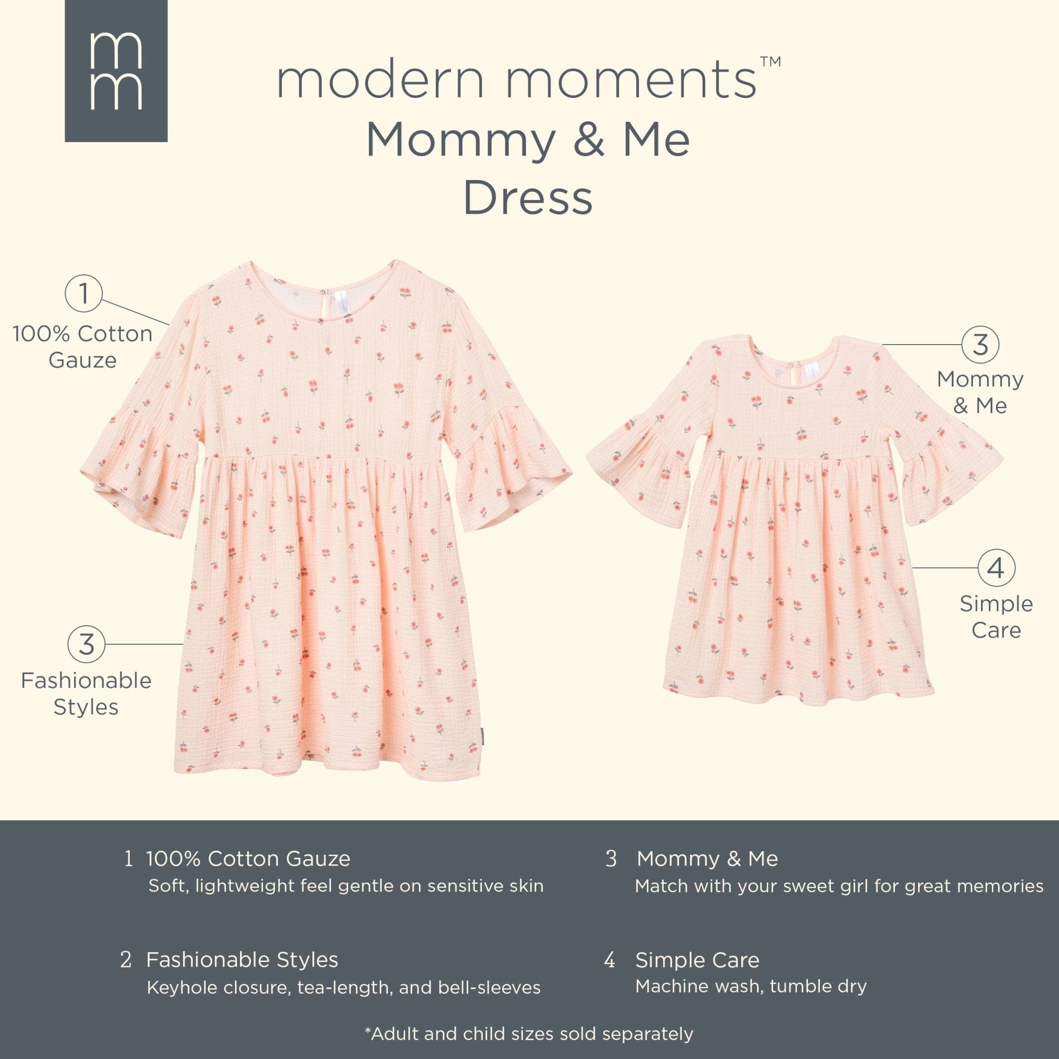 Womens Light Pink Daisies Gauze Dress - Image 7
