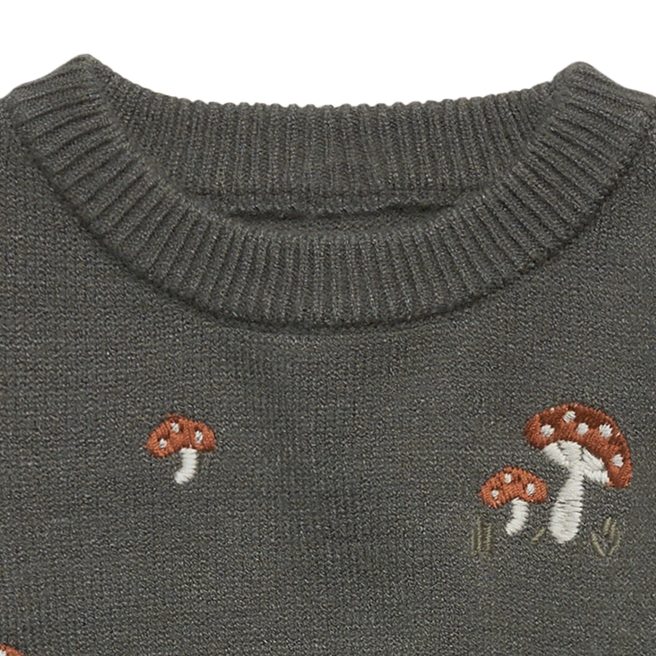Baby Boys Dark Green Embroidered Mushrooms Viscose Sweater - Image 4