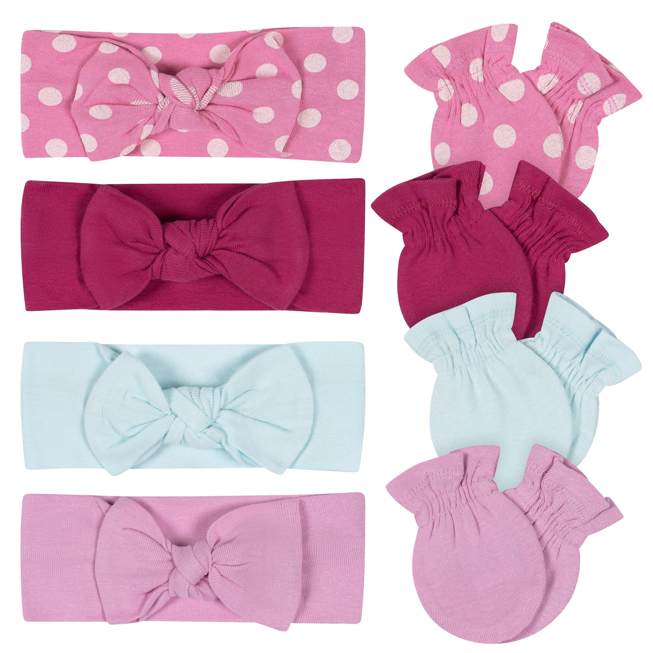 8-Piece Baby Girls Cool Headband & Mitten Set