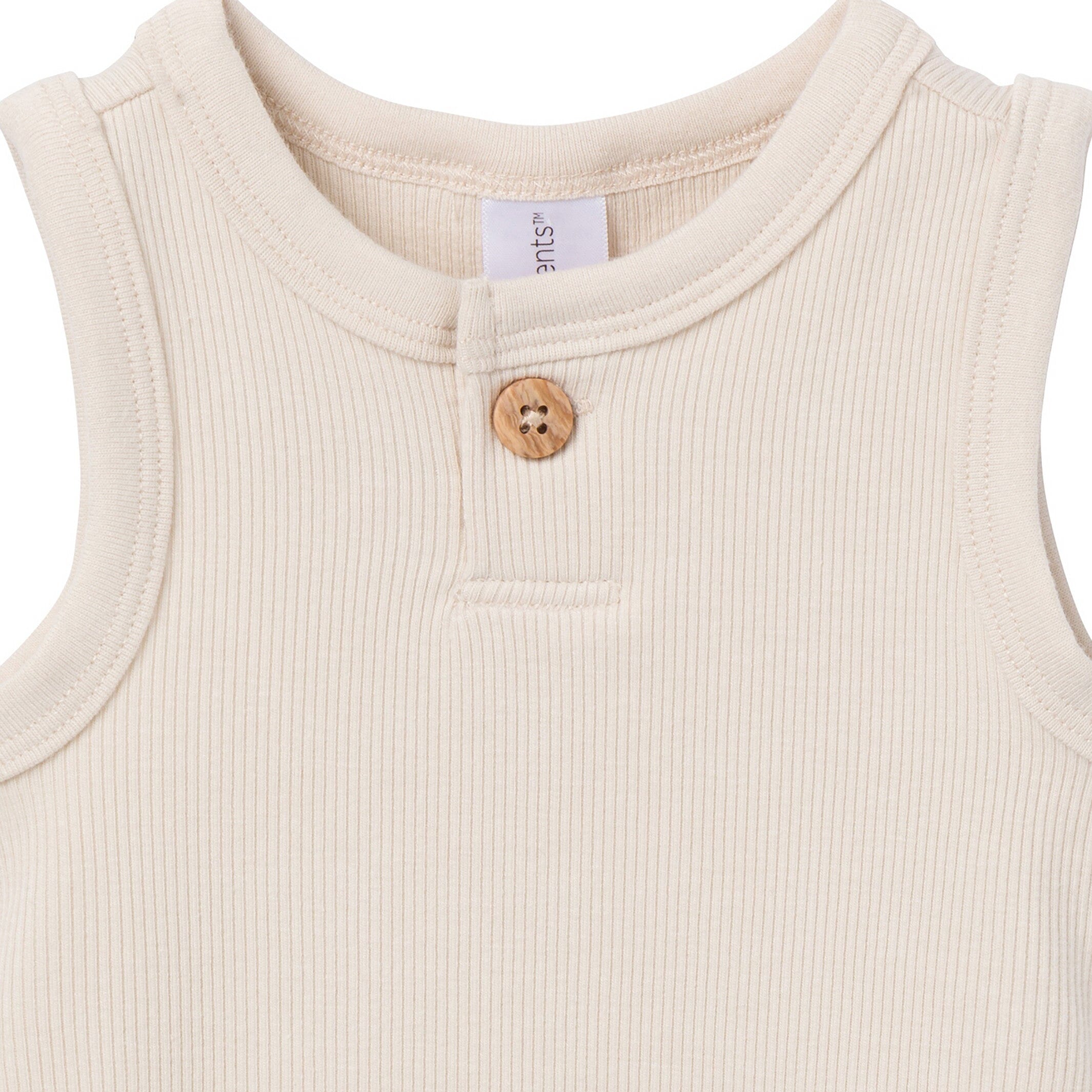 4-Piece Baby Boys Tan & Blue Bodysuits and Shorts Set - Image 4