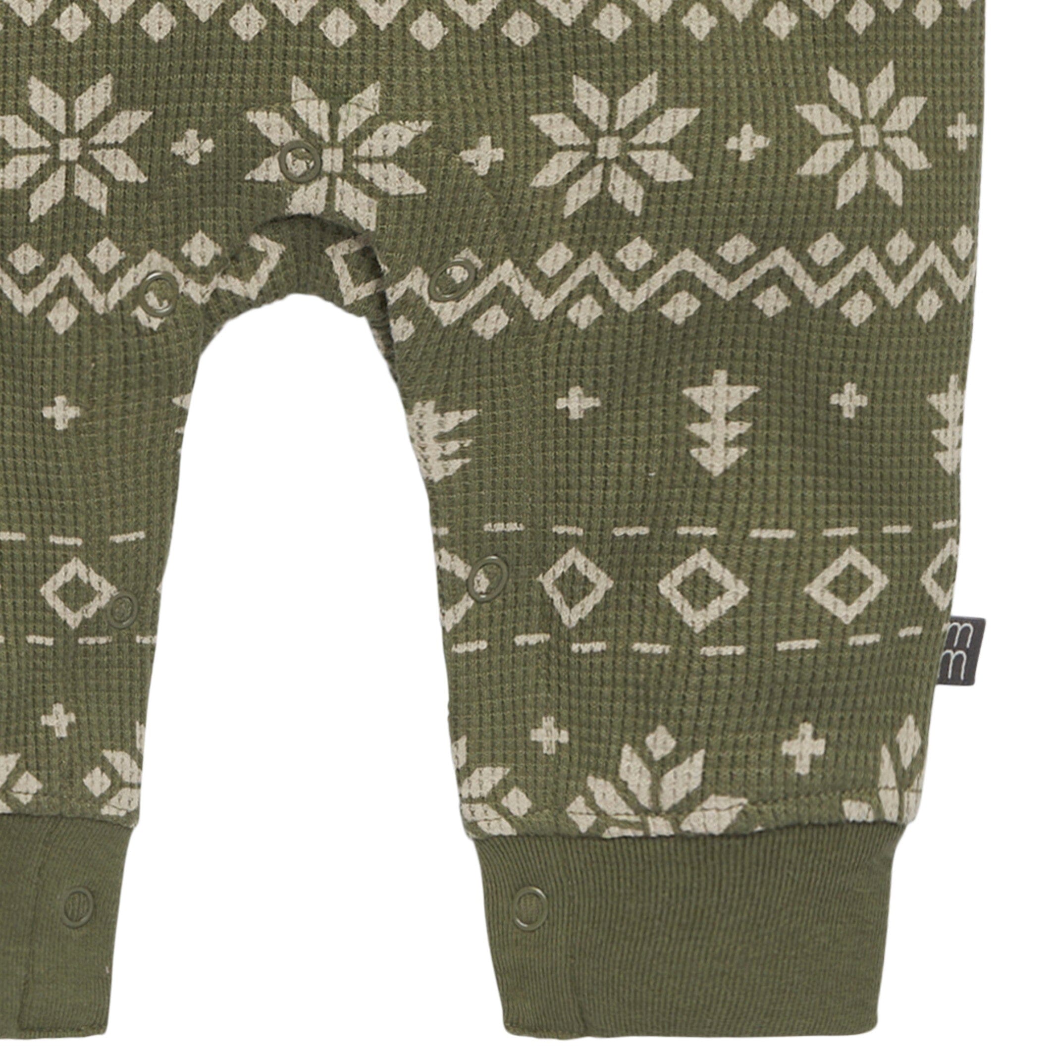 Baby Boys Green Fair Isle Waffle Romper - Image 6