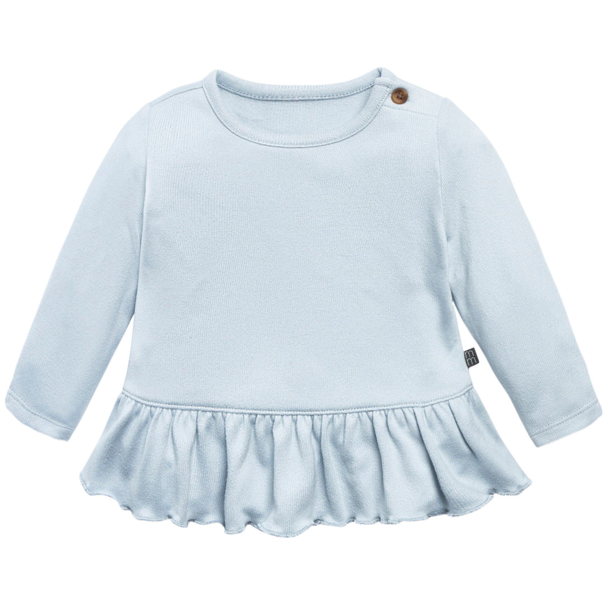 2-Piece Baby Girls Light Blue Hacci Peplum Top and Joggers Set - Image 2