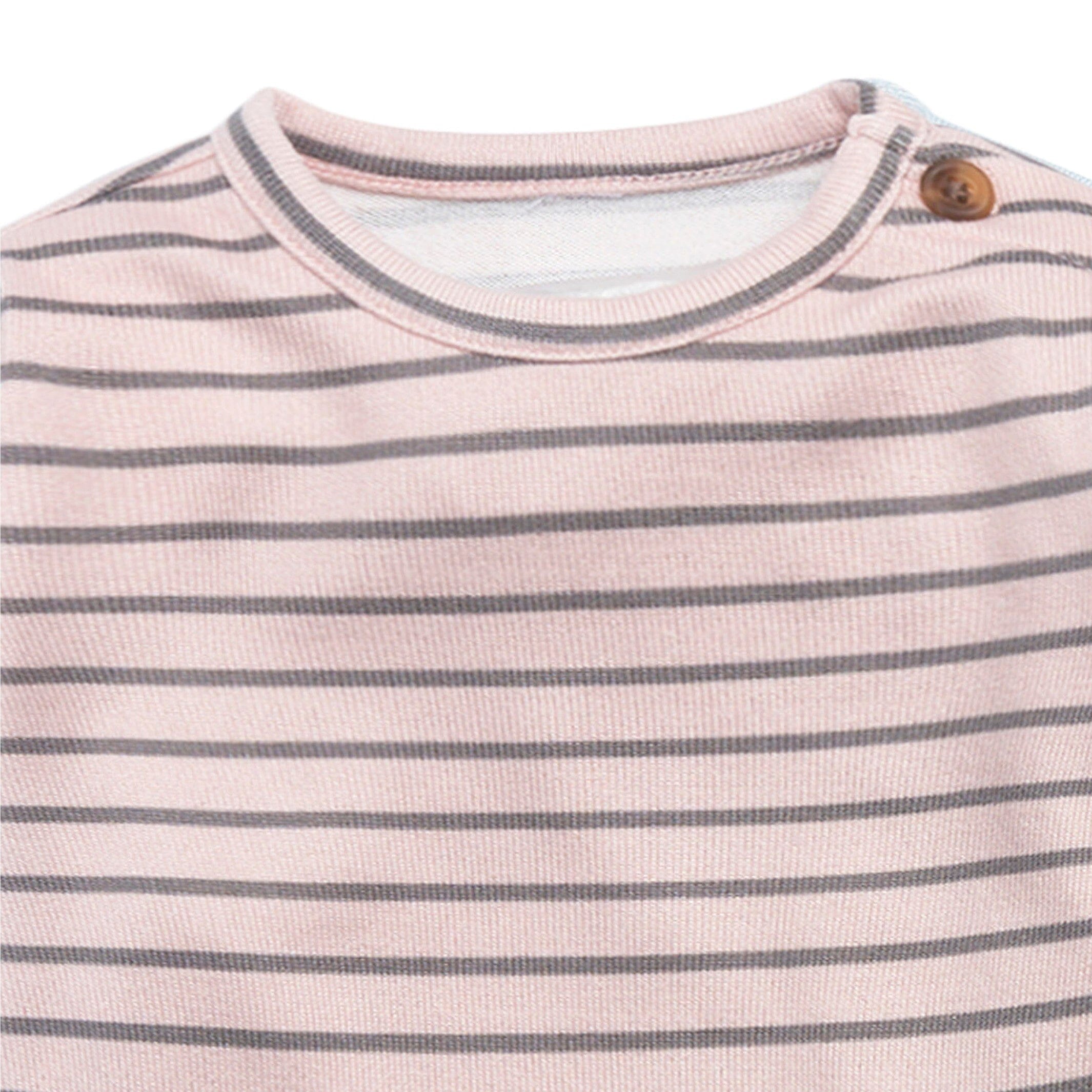 2-Piece Baby Girls Light Pink Stripe Hacci Peplum Top and Joggers Set - Image 3