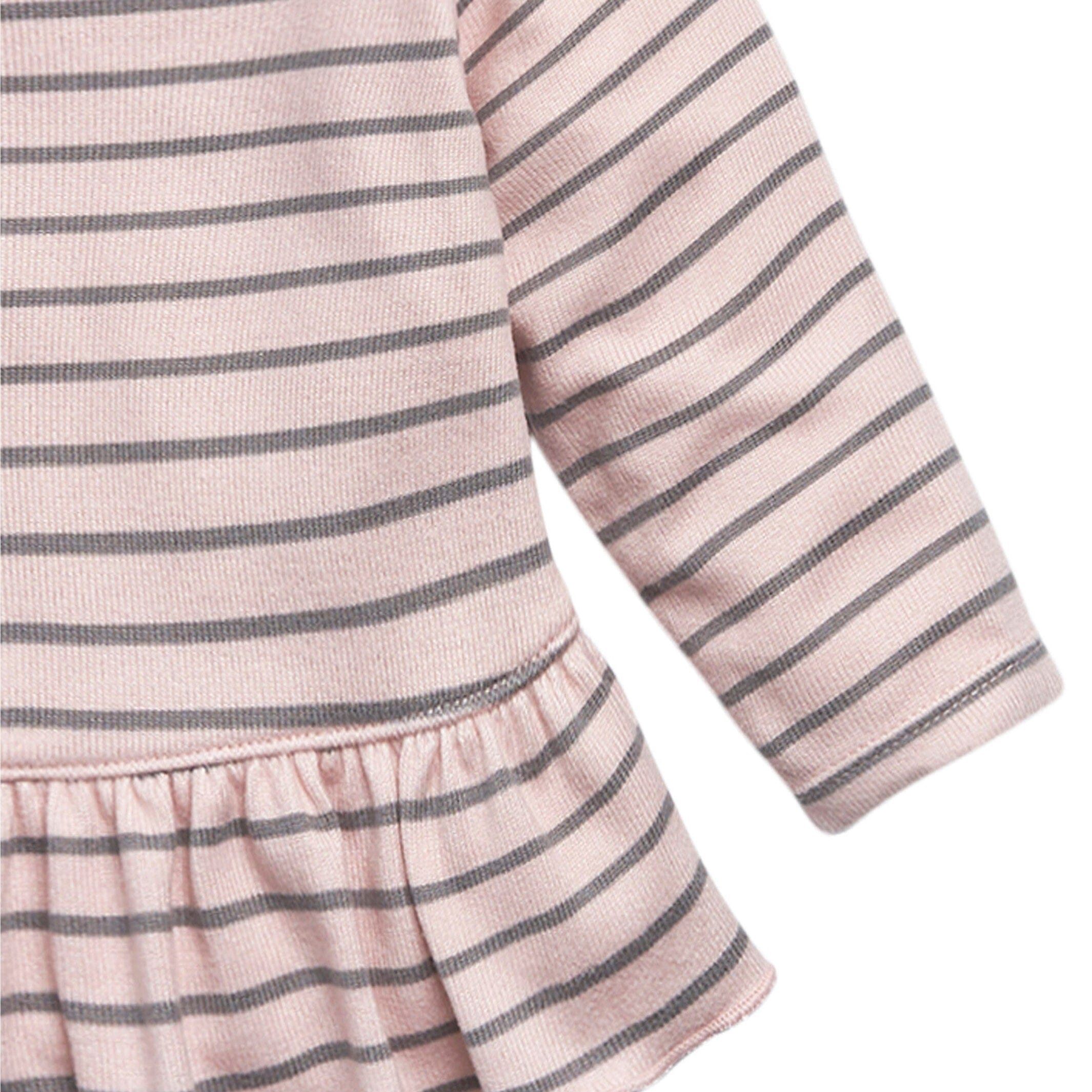 2-Piece Baby Girls Light Pink Stripe Hacci Peplum Top and Joggers Set - Image 4