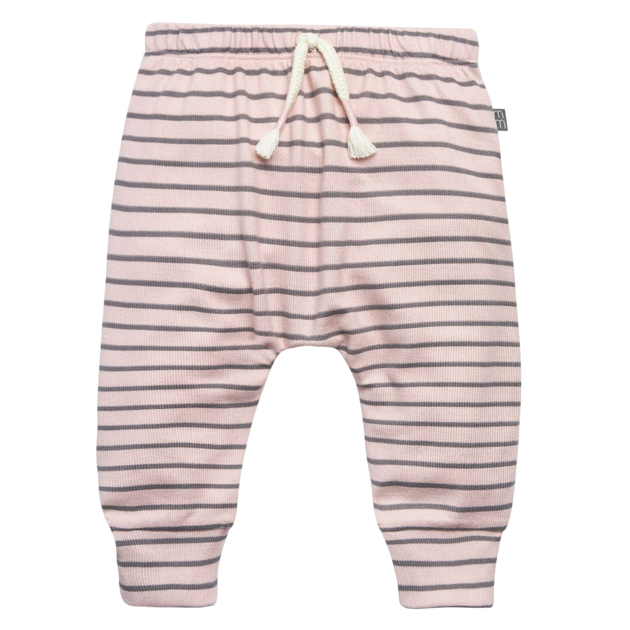 2-Piece Baby Girls Light Pink Stripe Hacci Peplum Top and Joggers Set - Image 6