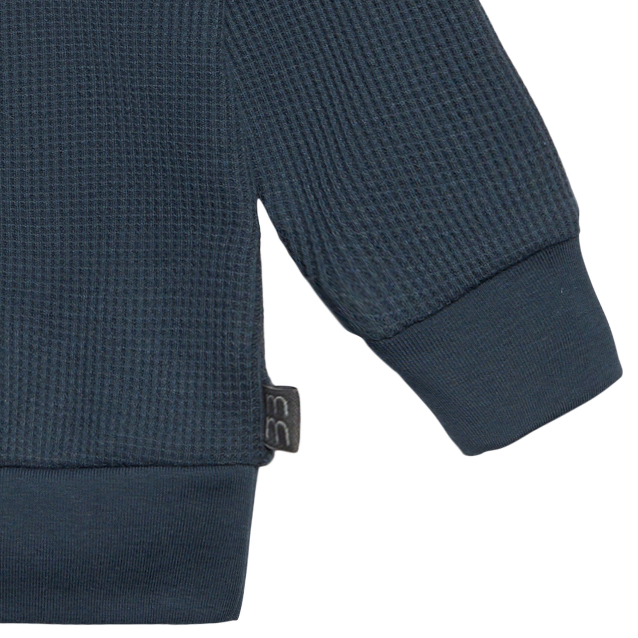2-Piece Baby Boys Navy Waffle Hoodie and Pant Set - Image 4