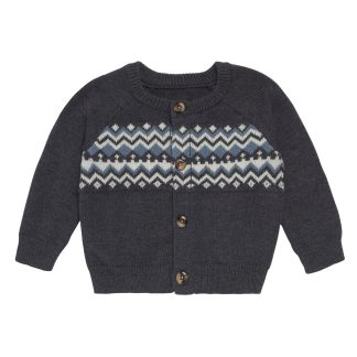 Baby Boys Dark Grey Heather Fair Isle Viscose Sweater