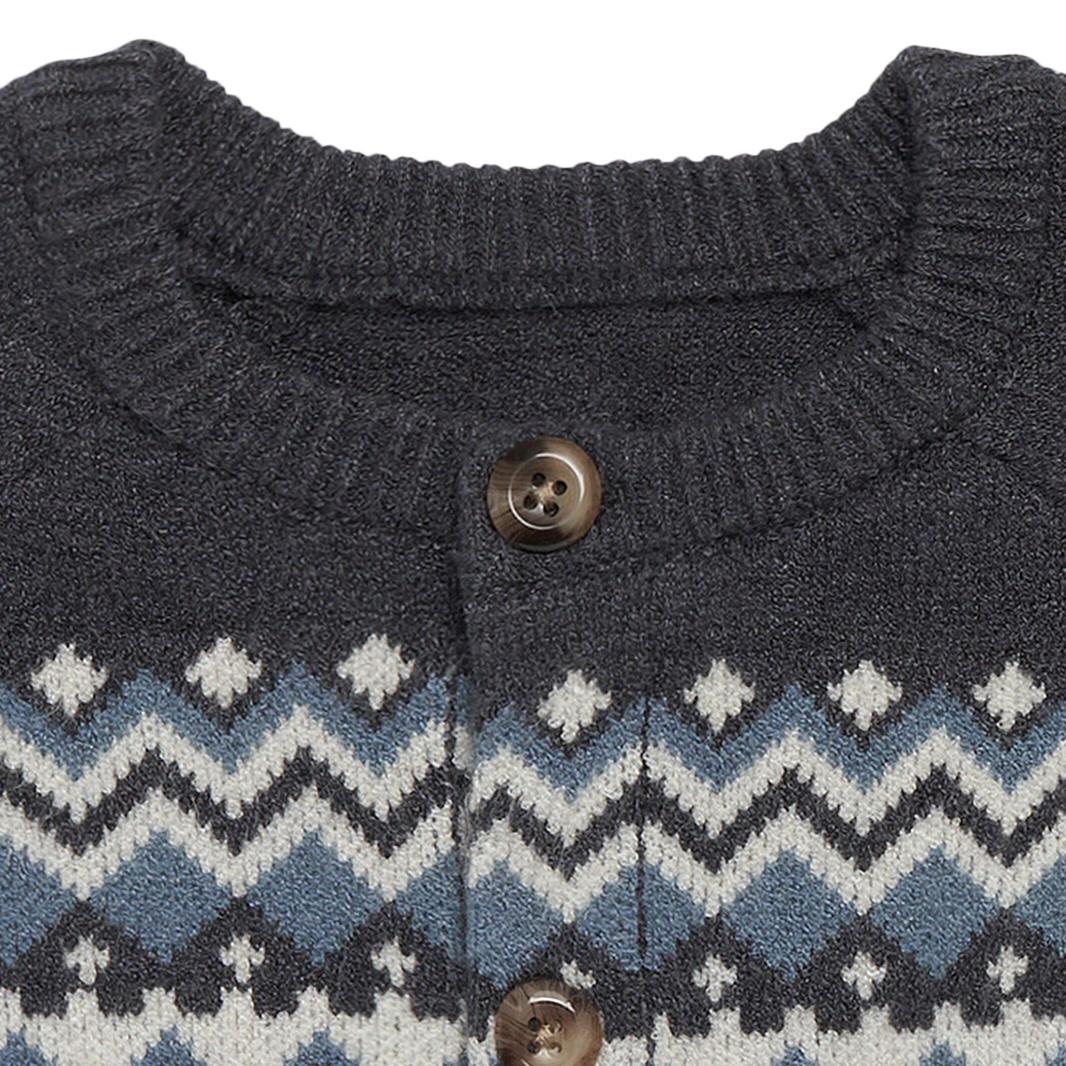 Baby Boys Dark Grey Heather Fair Isle Viscose Sweater - Image 3