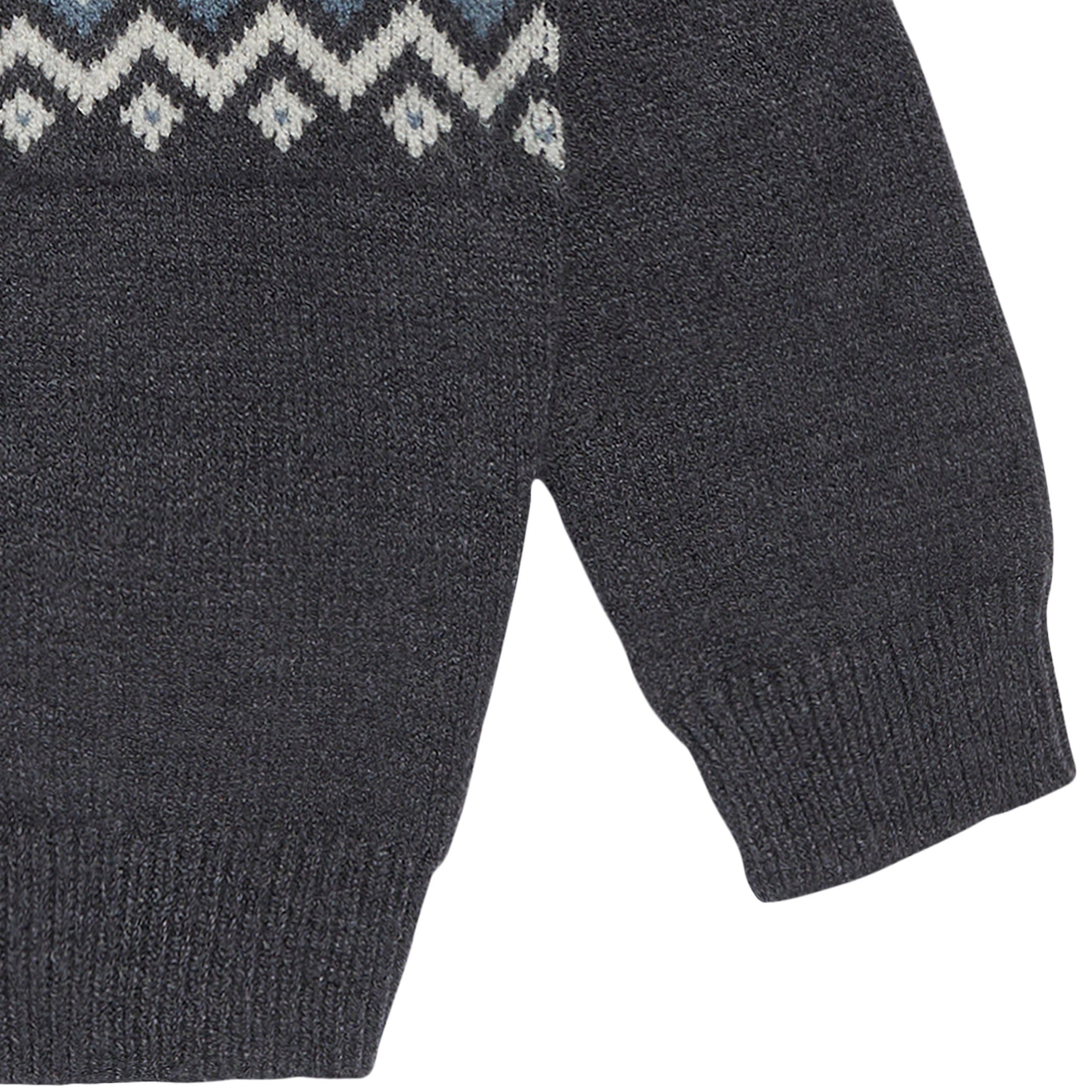Baby Boys Dark Grey Heather Fair Isle Viscose Sweater - Image 5