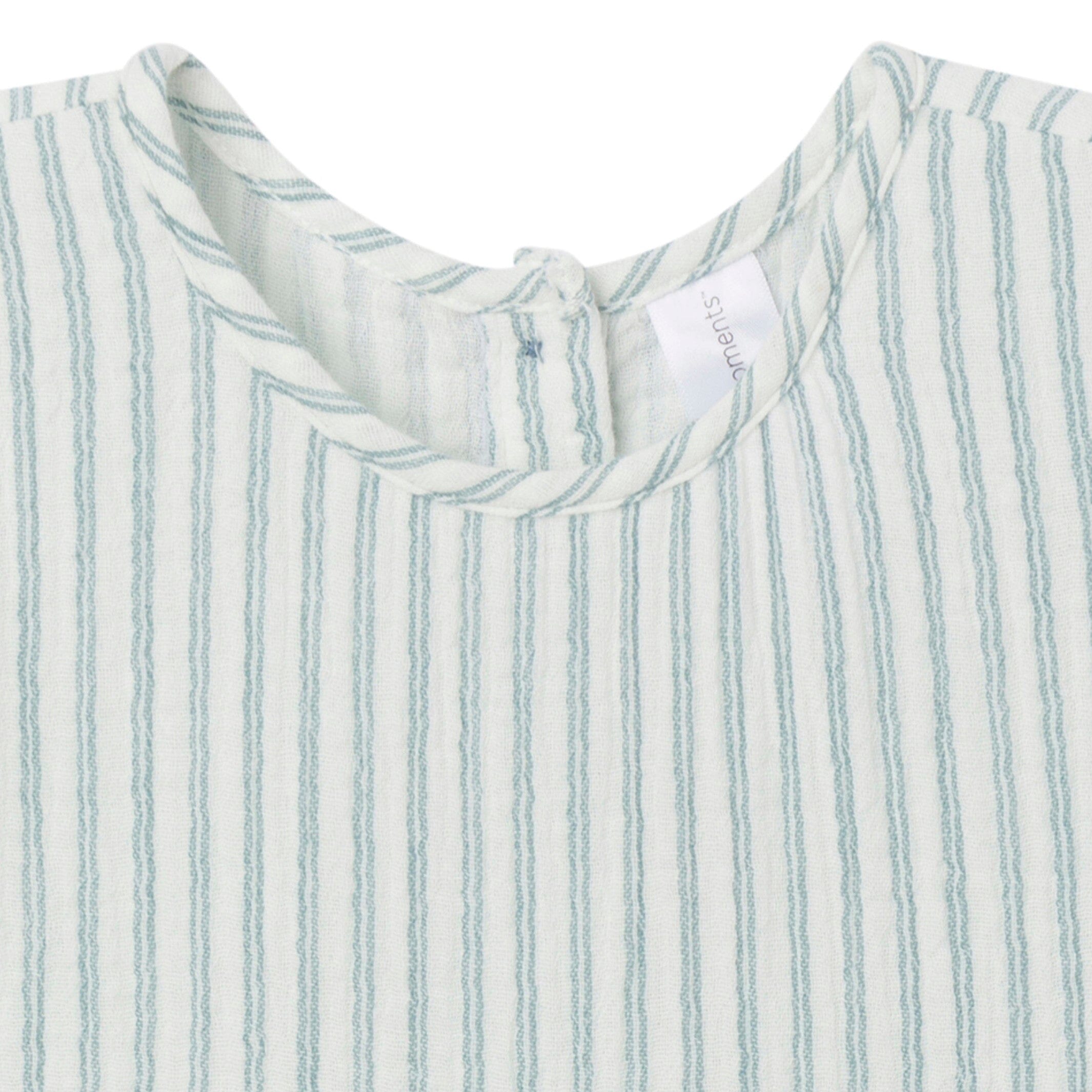 Infant & Toddler Girls Teal Stripe Gauze Dress - Image 6