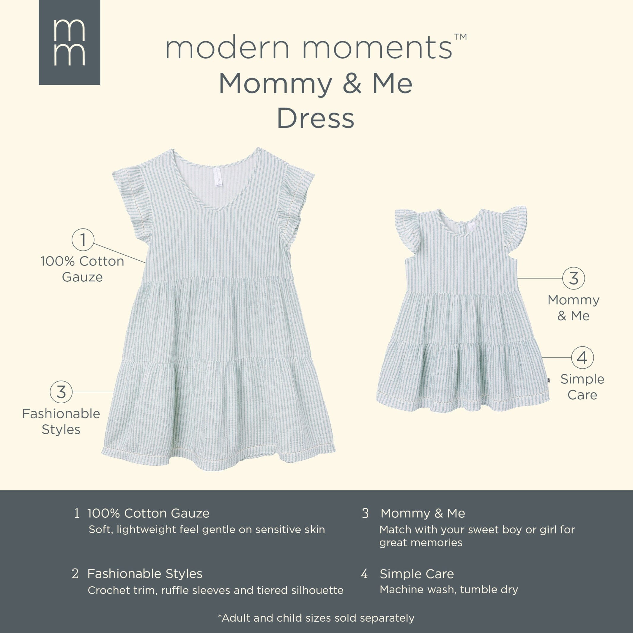 Womens Teal Stripe Gauze Dress - Image 7