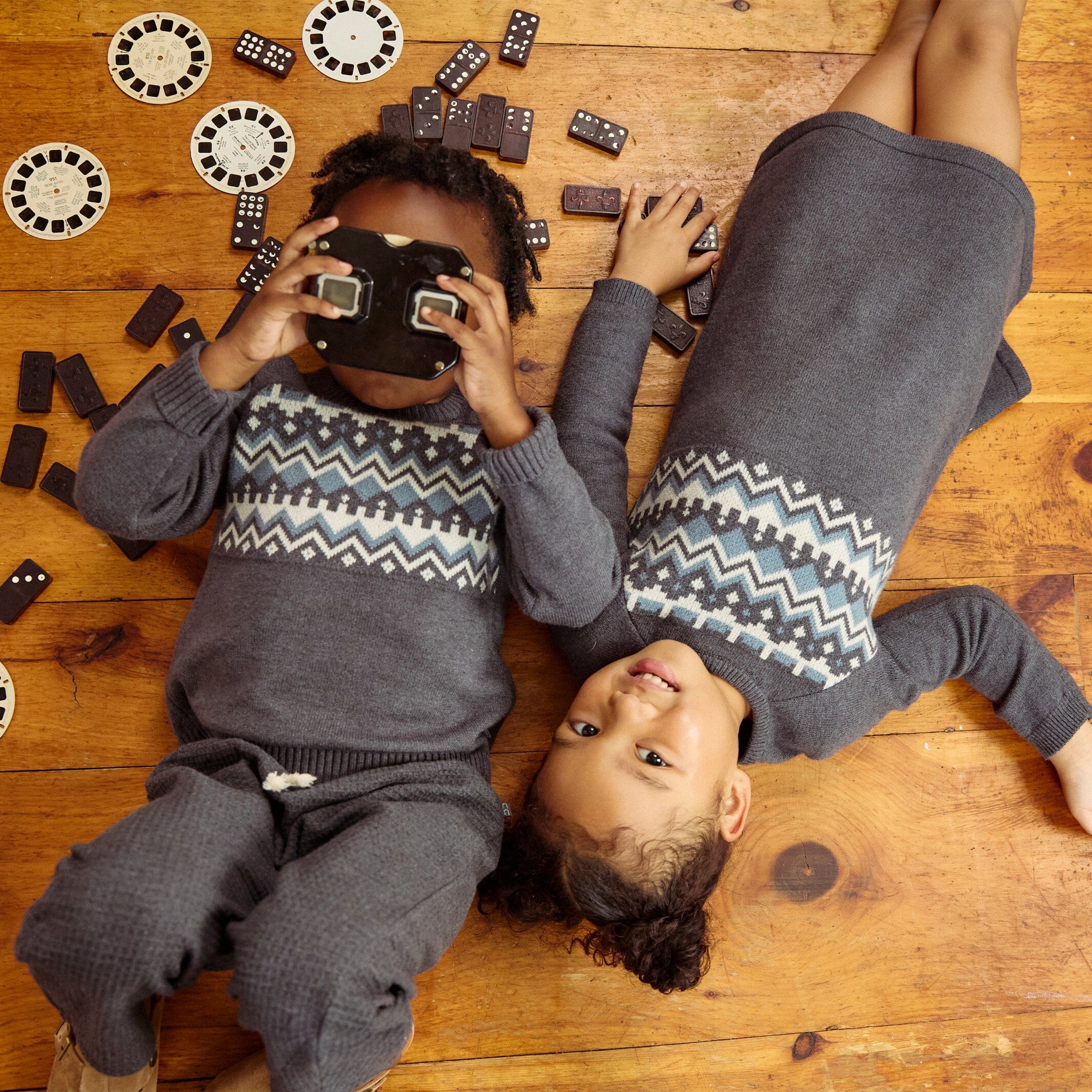 Infant & Toddler Boys Dark Grey Heather Fair Isle Viscose Sweater - Image 2