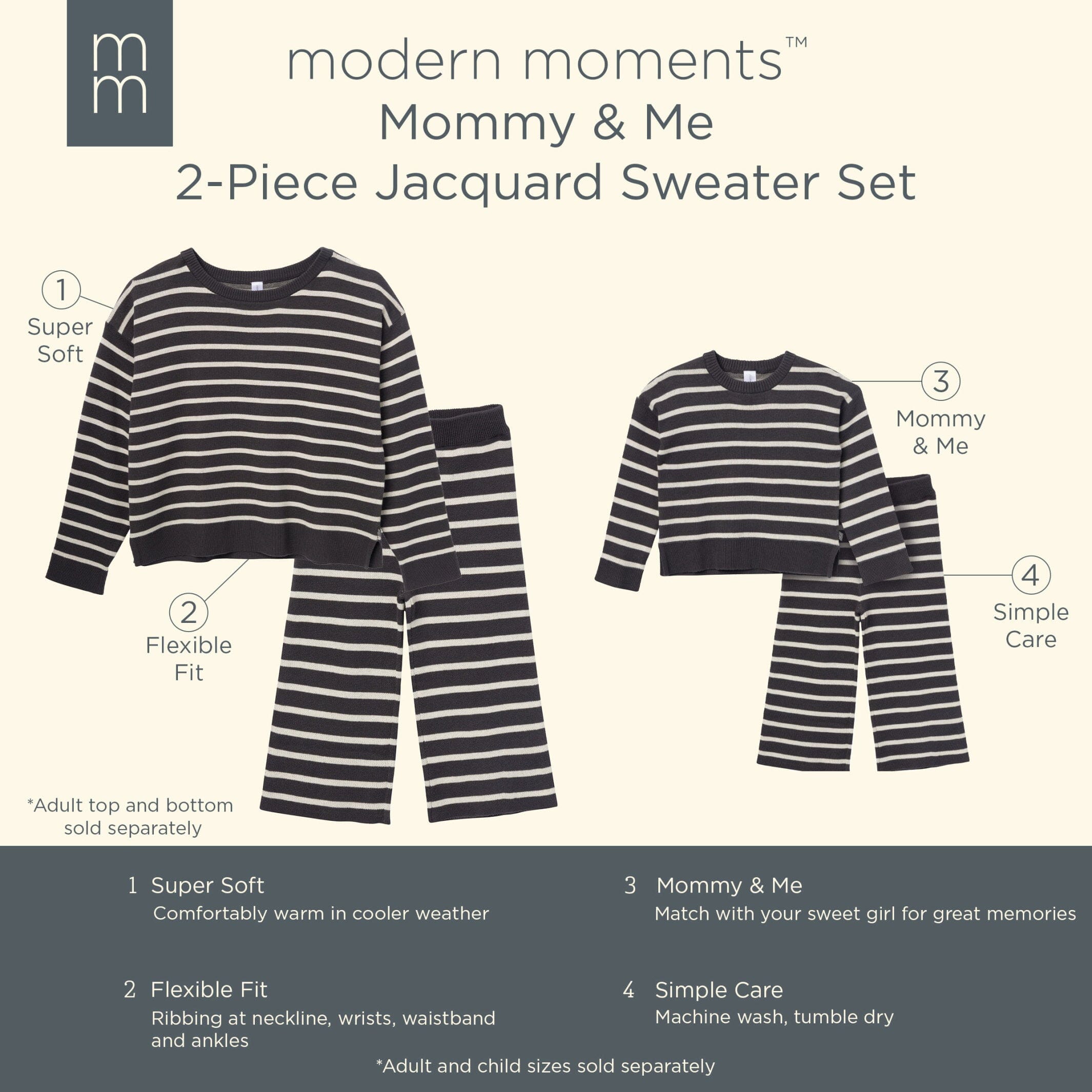 2-Piece Infant & Toddler Girls Ivory Stripe Jacquard Sweater Set - Image 7