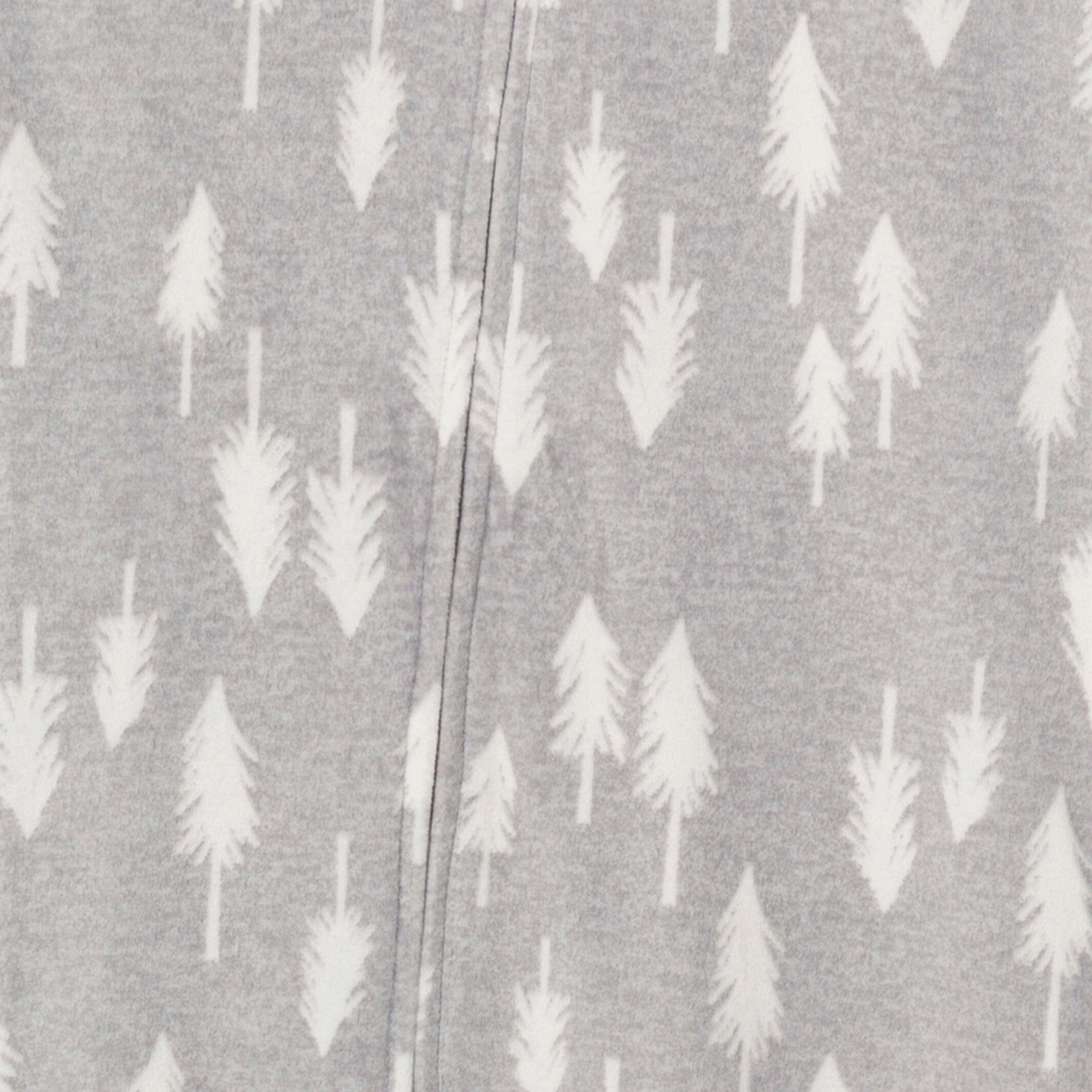 Infant and Toddler Neutral Grey Heather Trees Footed Fleece Pajamas - Image 4