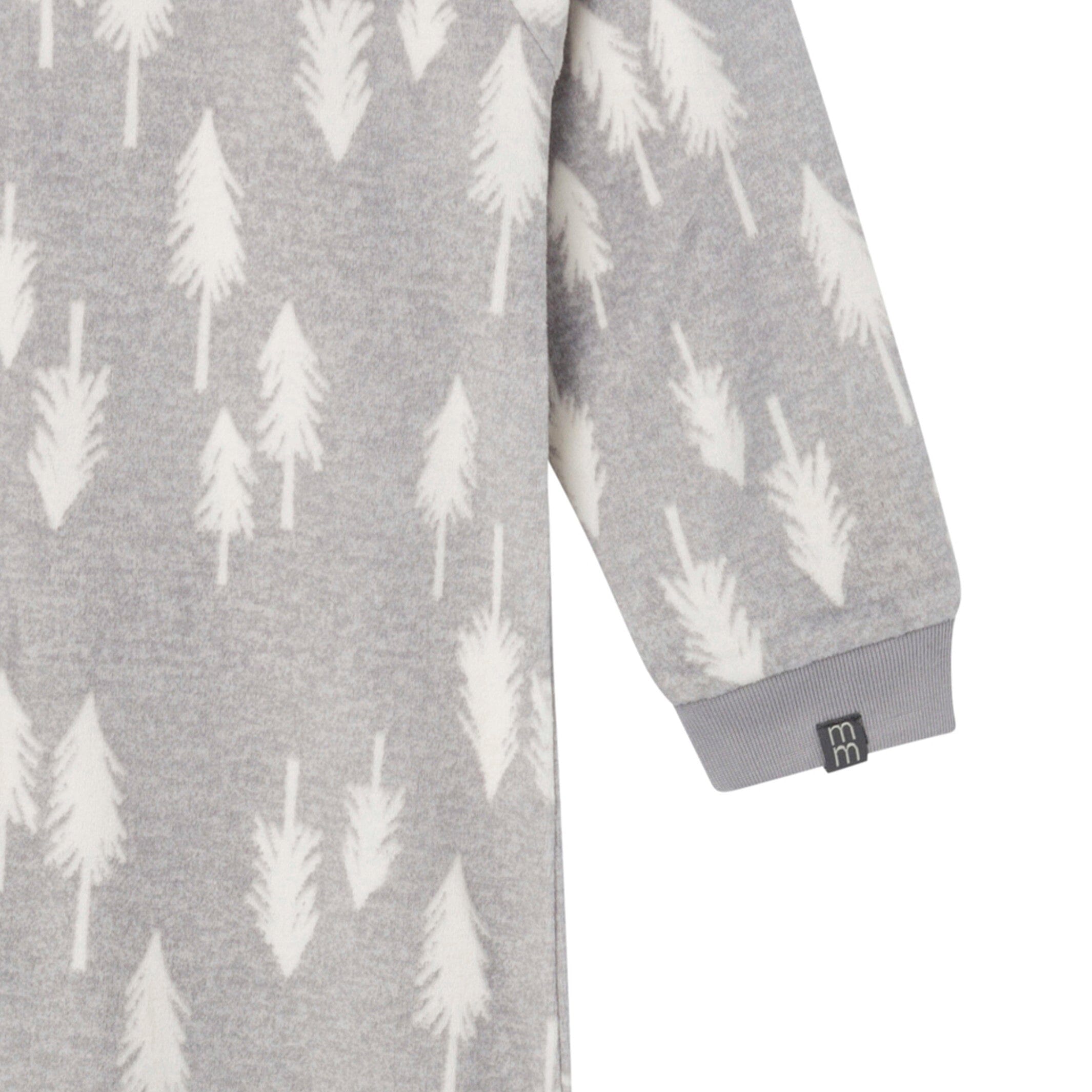Infant and Toddler Neutral Grey Heather Trees Footed Fleece Pajamas - Image 5